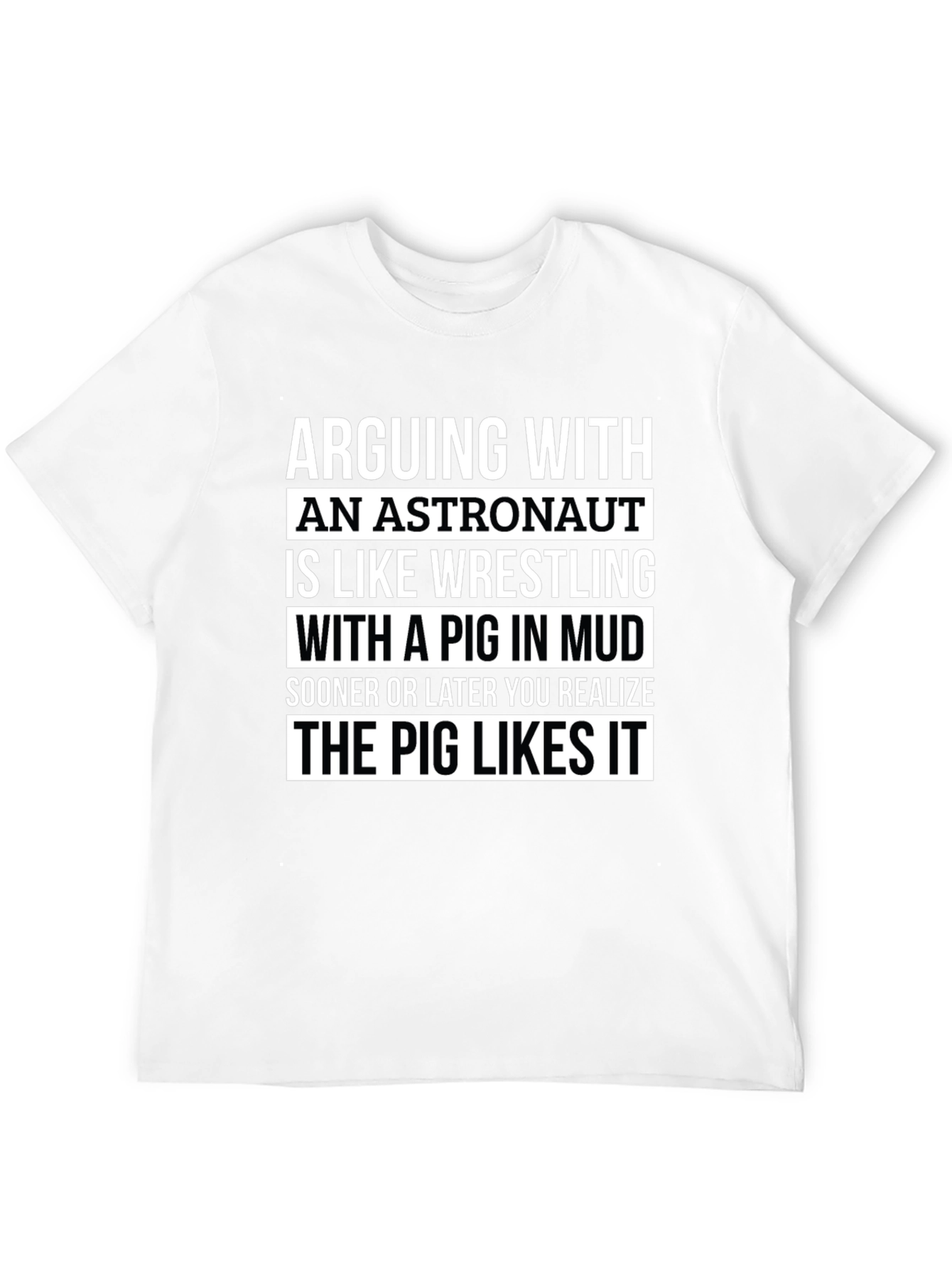 Astronaut Pig Wrestling Graphic T-Shirt