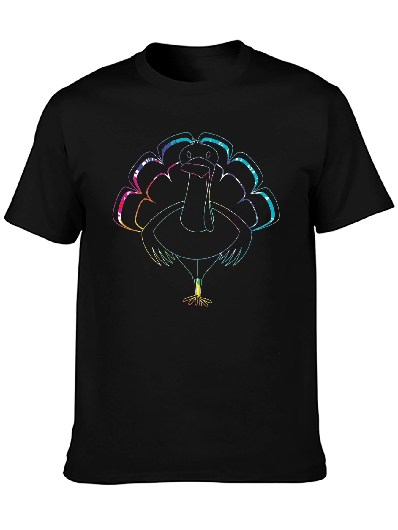 Rainbow Turkey Graphic Tee - Mens Black T-Shirt