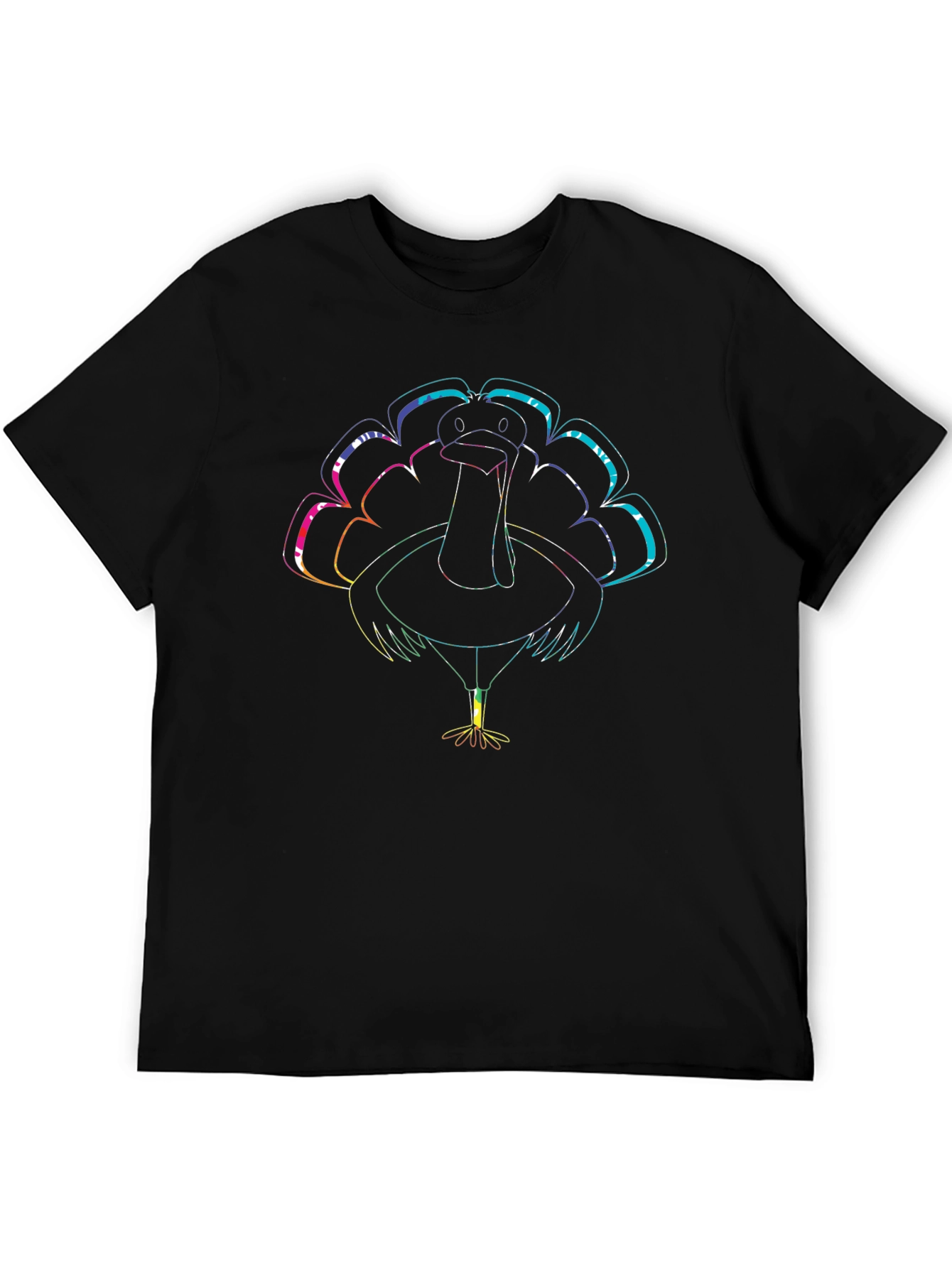 Rainbow Turkey Graphic Tee - Mens Black T-Shirt