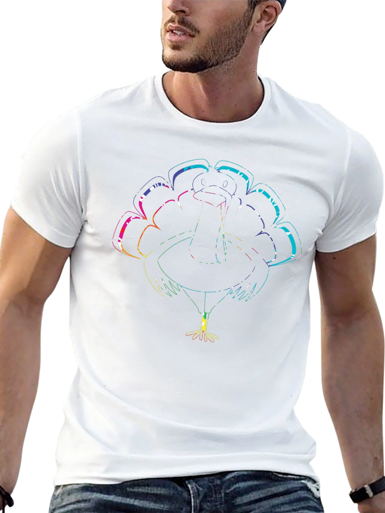 Rainbow Turkey Graphic Tee - Mens Black T-Shirt