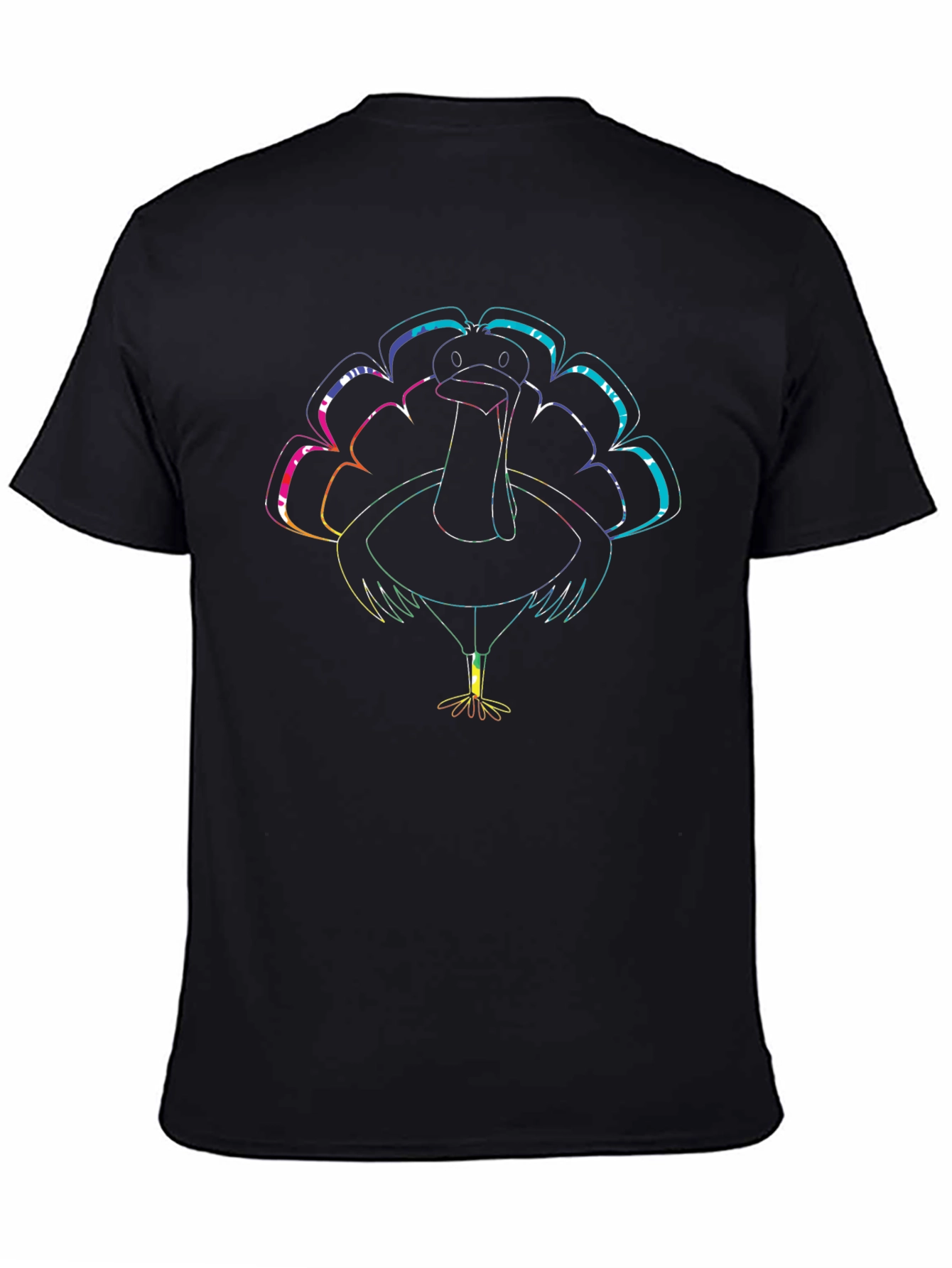 Rainbow Turkey Graphic Tee - Mens Black T-Shirt