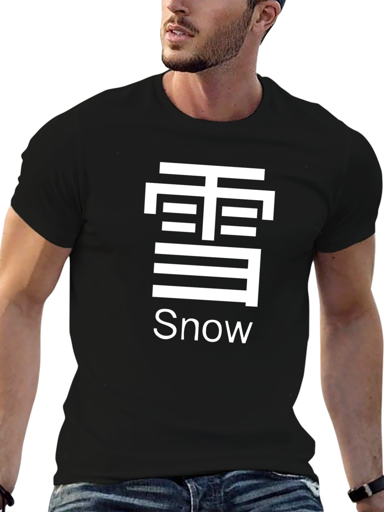 Snow Graphic T-Shirt - Black Crew Neck Tee