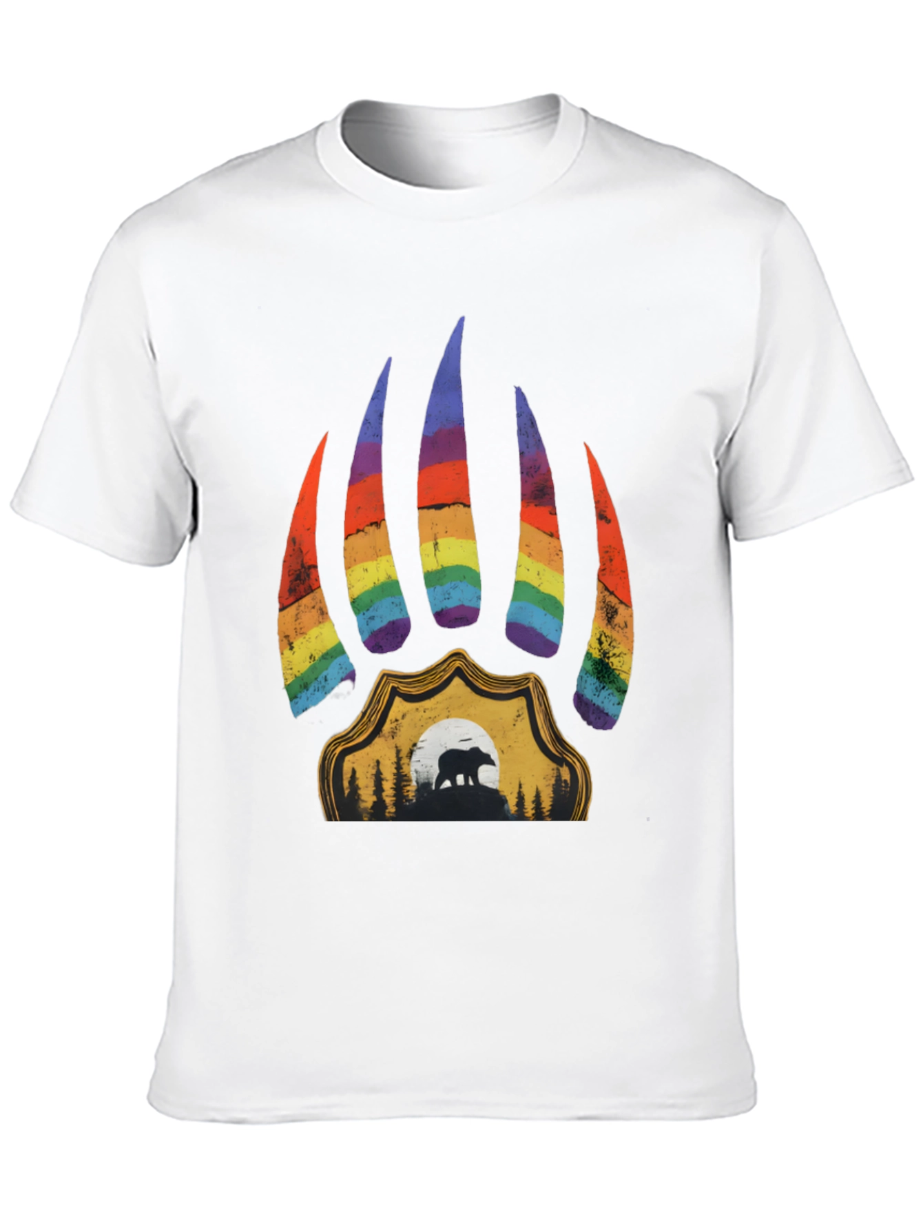 Pride Bear Paw Graphic Tee - Black Cotton T-Shirt