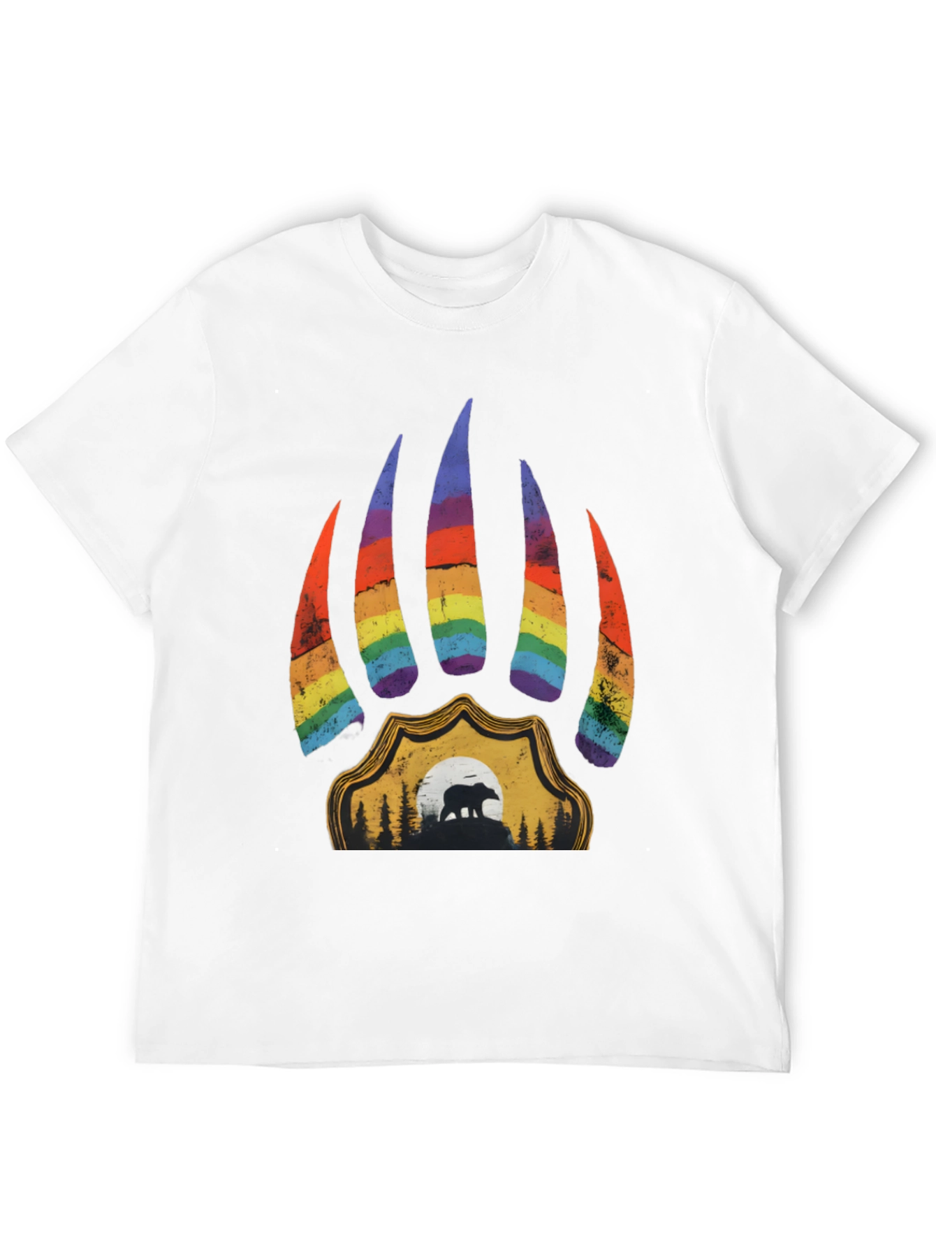 Pride Bear Paw Graphic Tee - Black Cotton T-Shirt