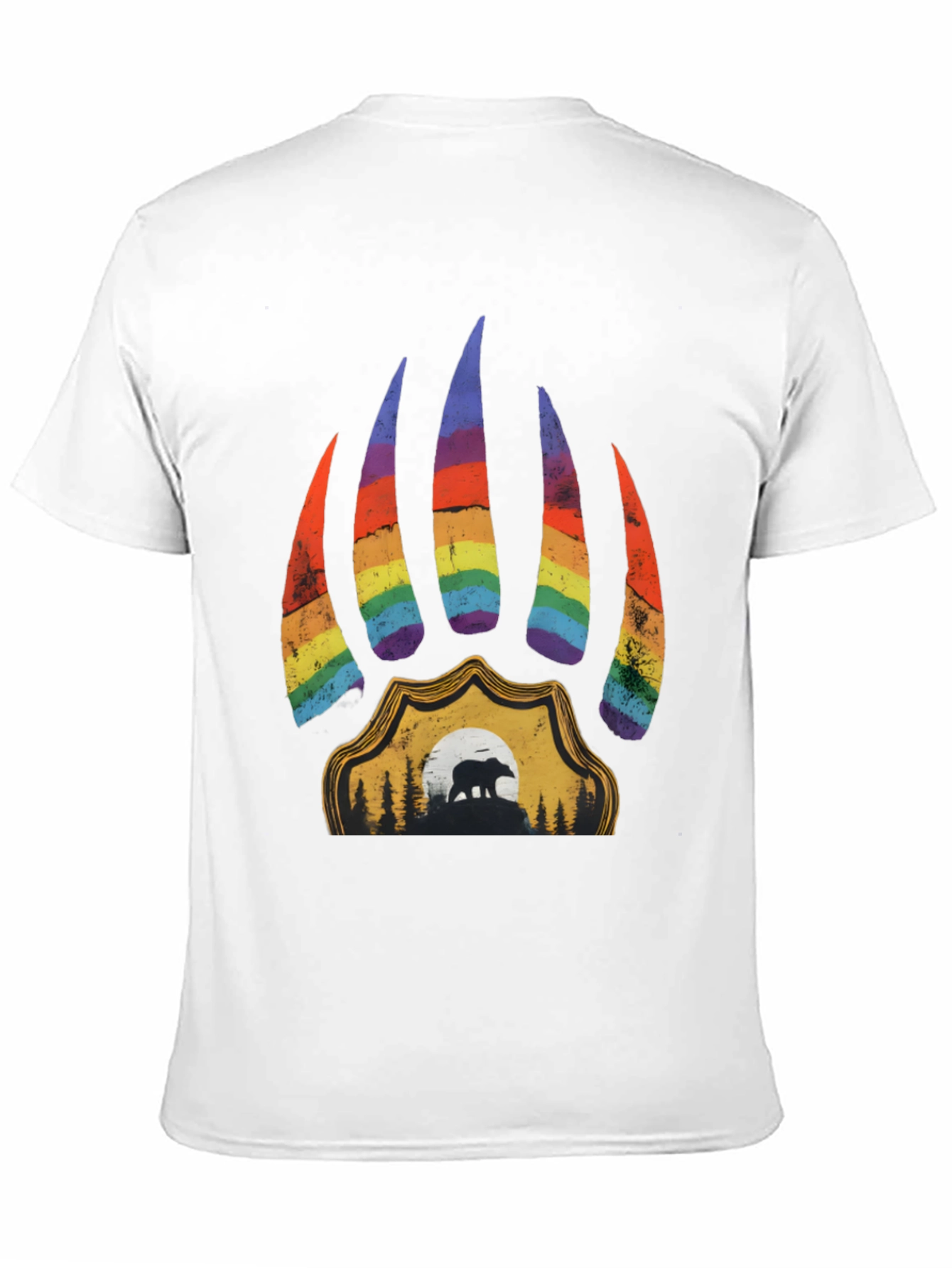 Pride Bear Paw Graphic Tee - Black Cotton T-Shirt