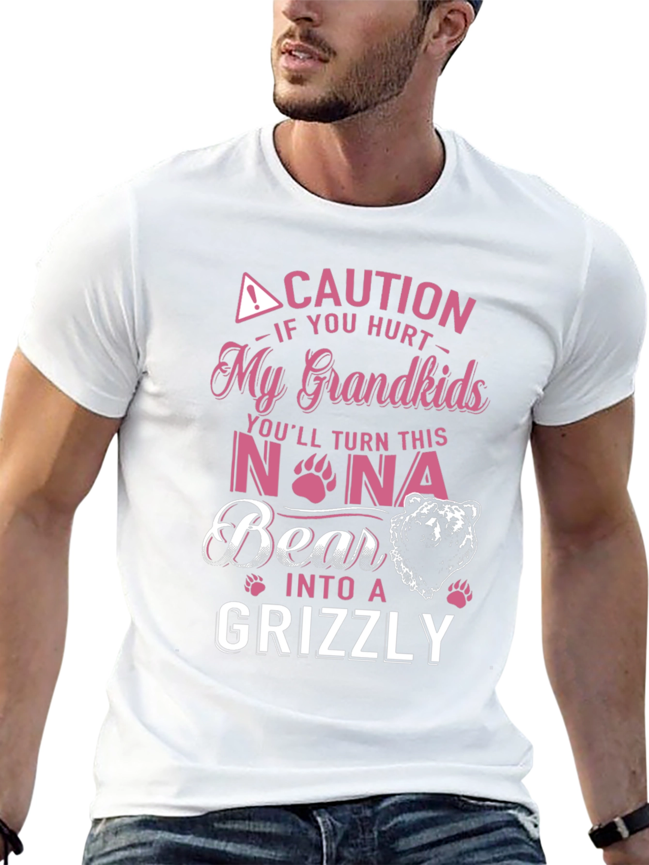 Caution Hurt My Grandkids Nona Bear Grizzly T-Shirt