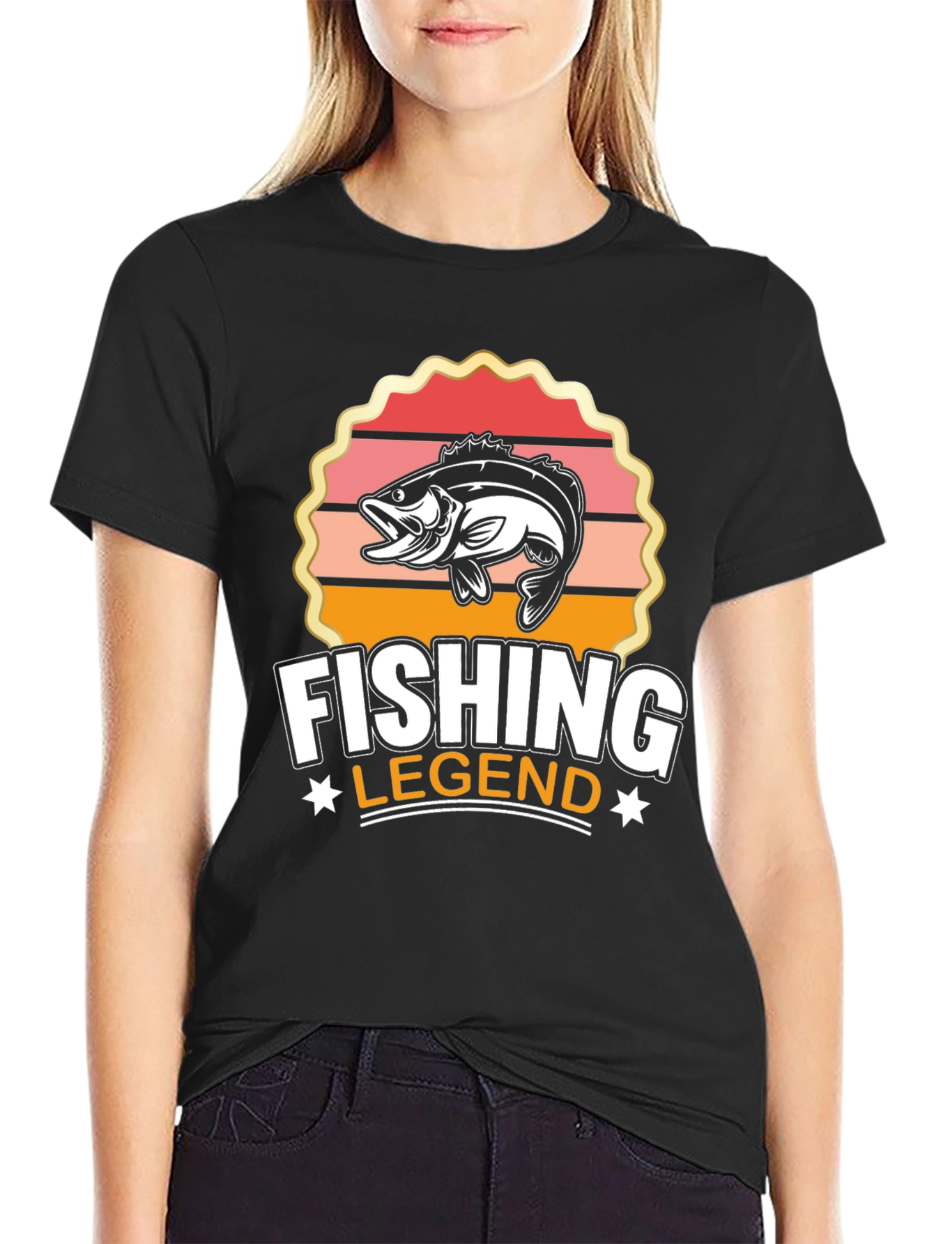 Fishing Legend Graphic Tee - Black