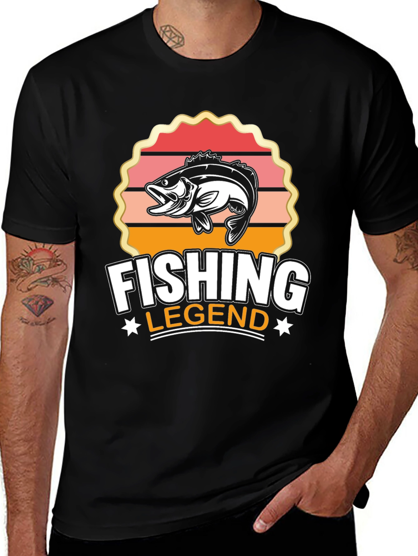 Fishing Legend Graphic Tee - Black