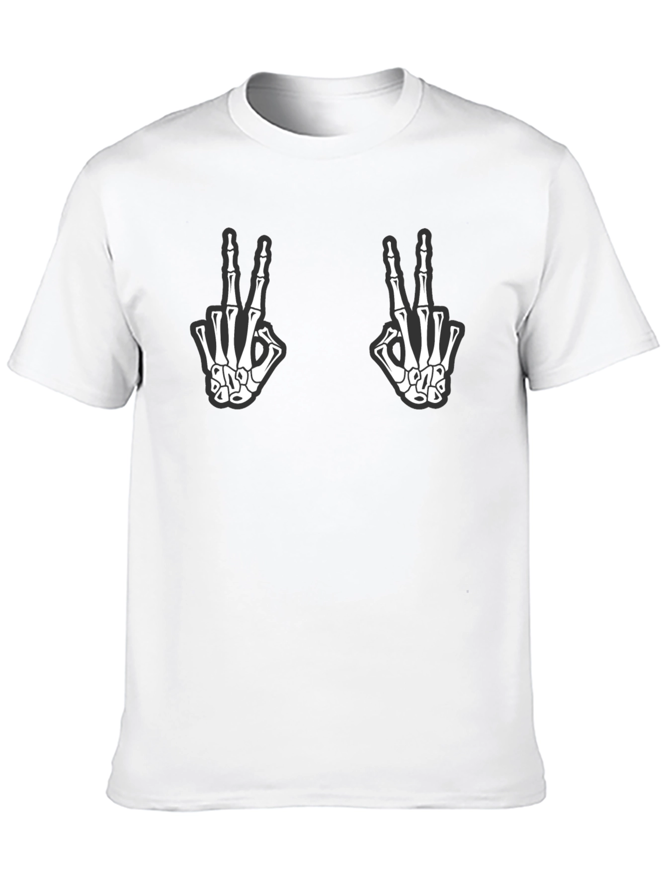 Skeleton Hand Peace Sign Graphic T-Shirt
