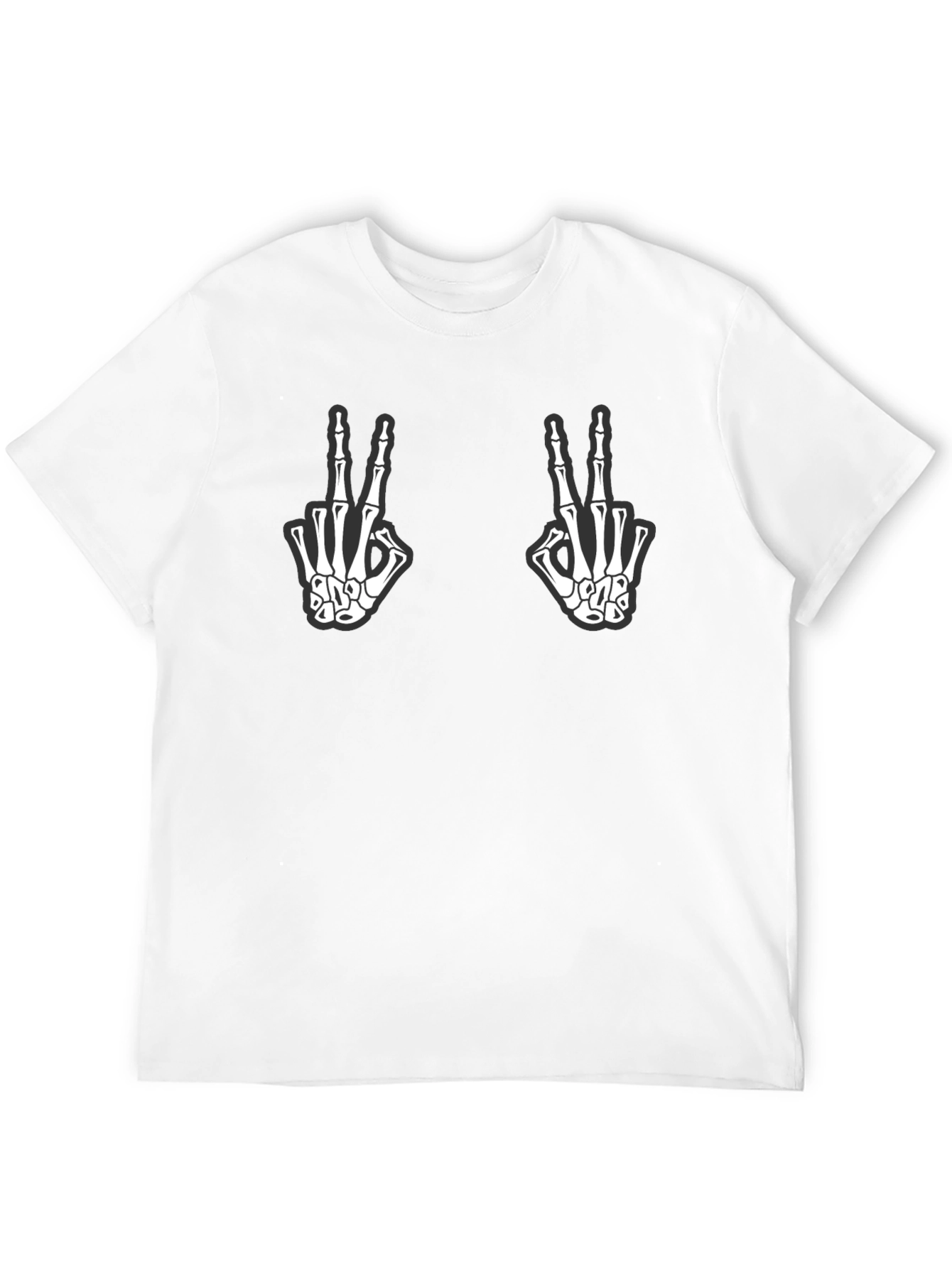 Skeleton Hand Peace Sign Graphic T-Shirt