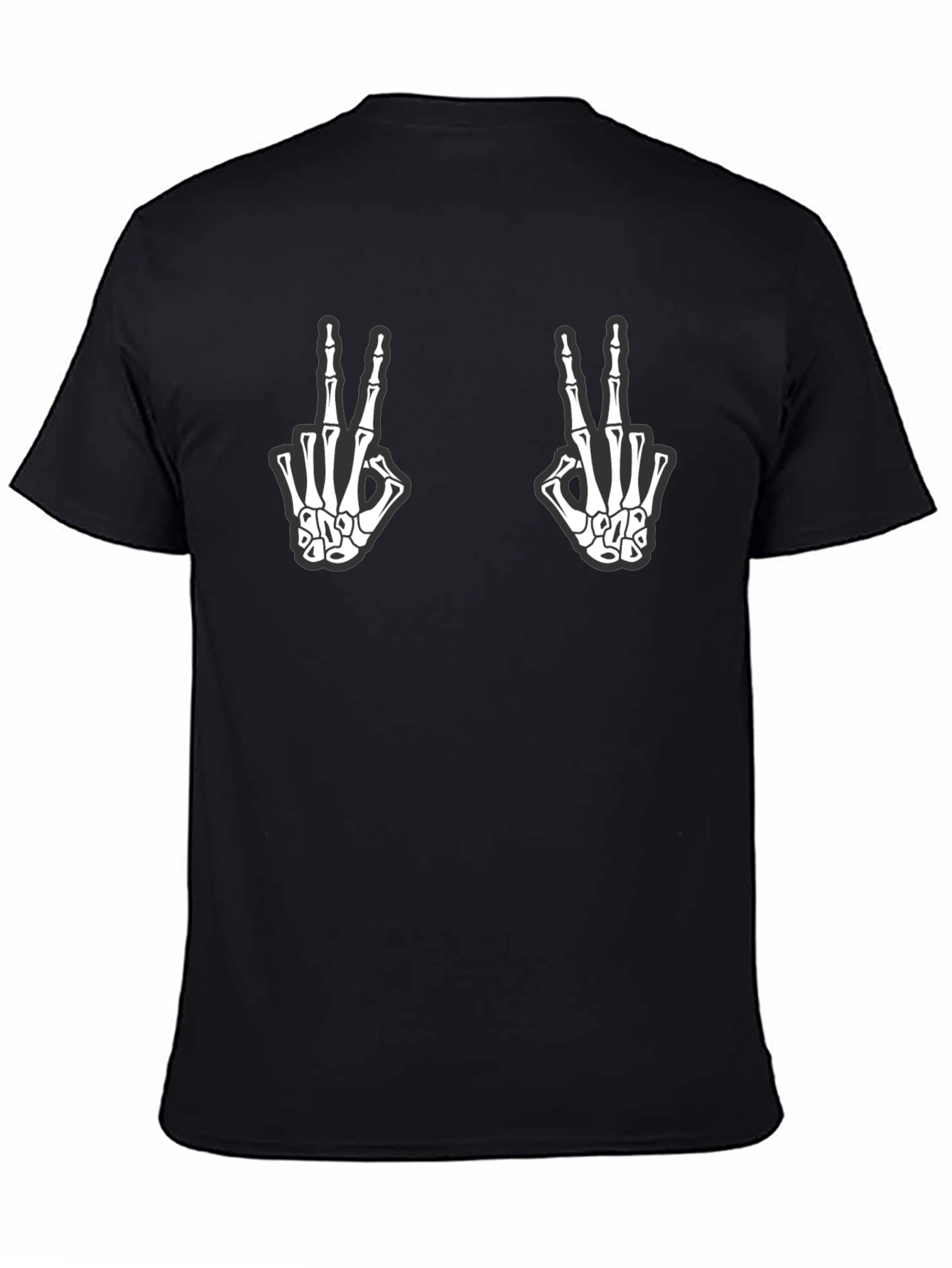 Skeleton Hand Peace Sign Graphic T-Shirt