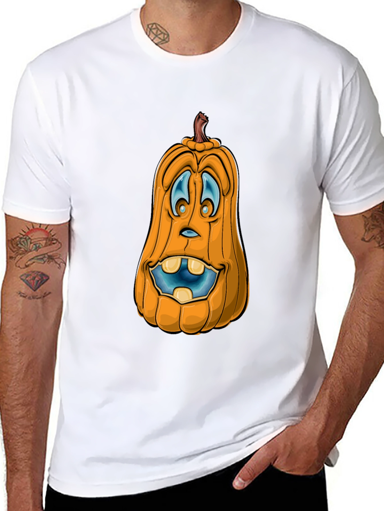 Funny Pumpkin Face Graphic T-Shirt - Halloween Style