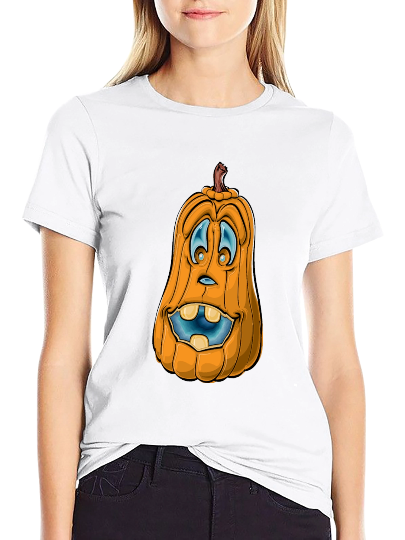 Funny Pumpkin Face Graphic T-Shirt - Halloween Style