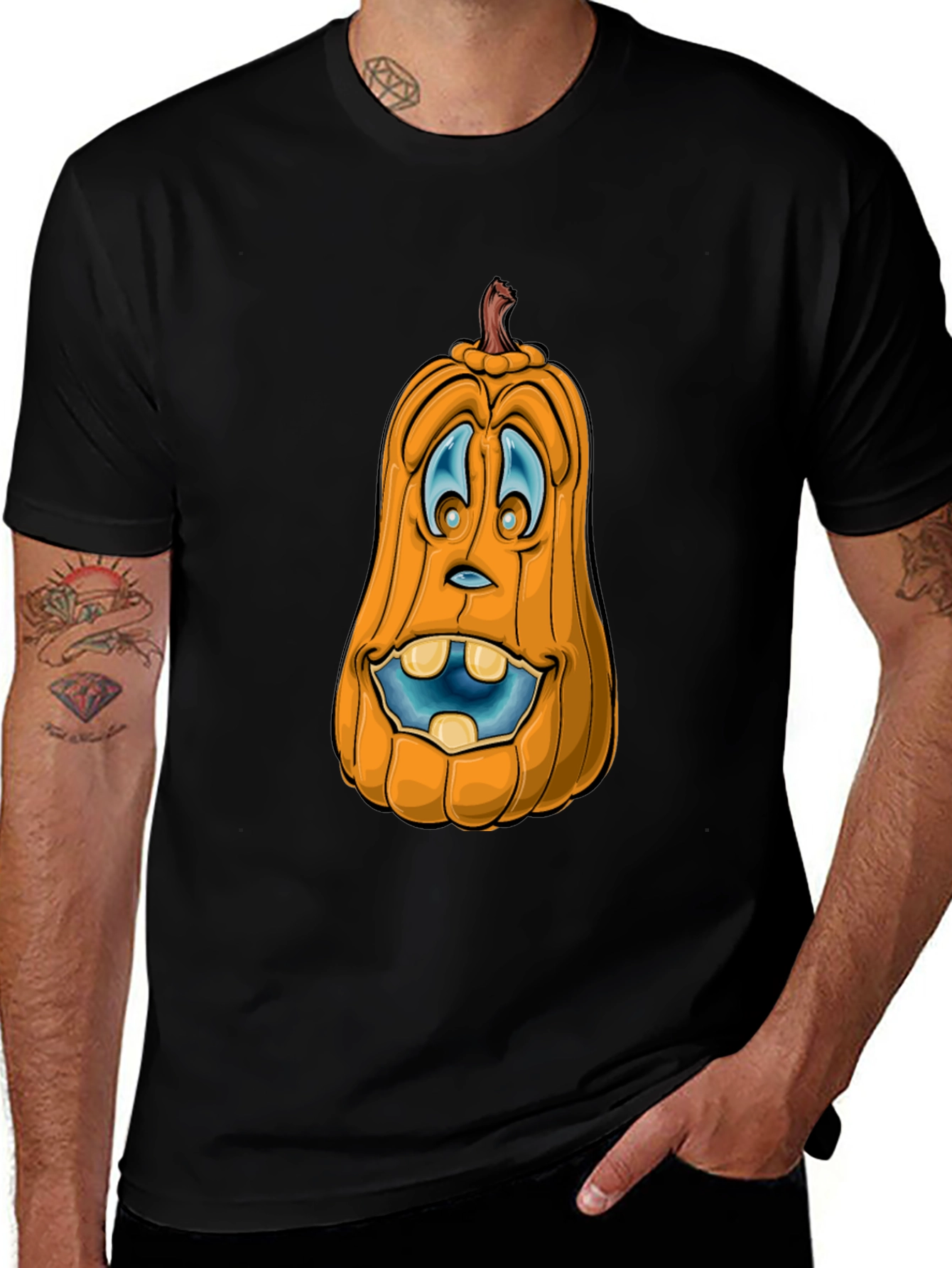 Funny Pumpkin Face Graphic T-Shirt - Halloween Style