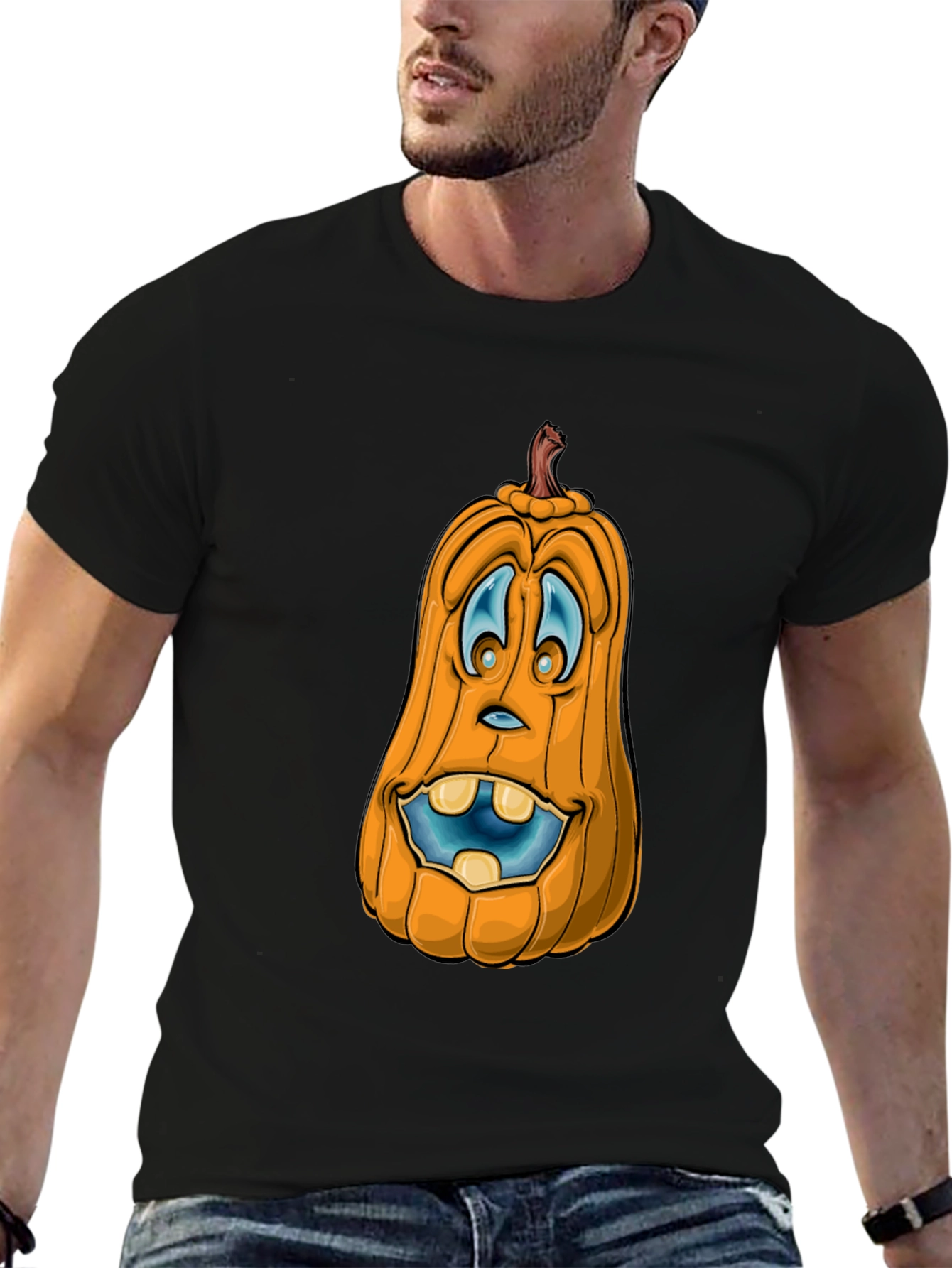 Funny Pumpkin Face Graphic T-Shirt - Halloween Style