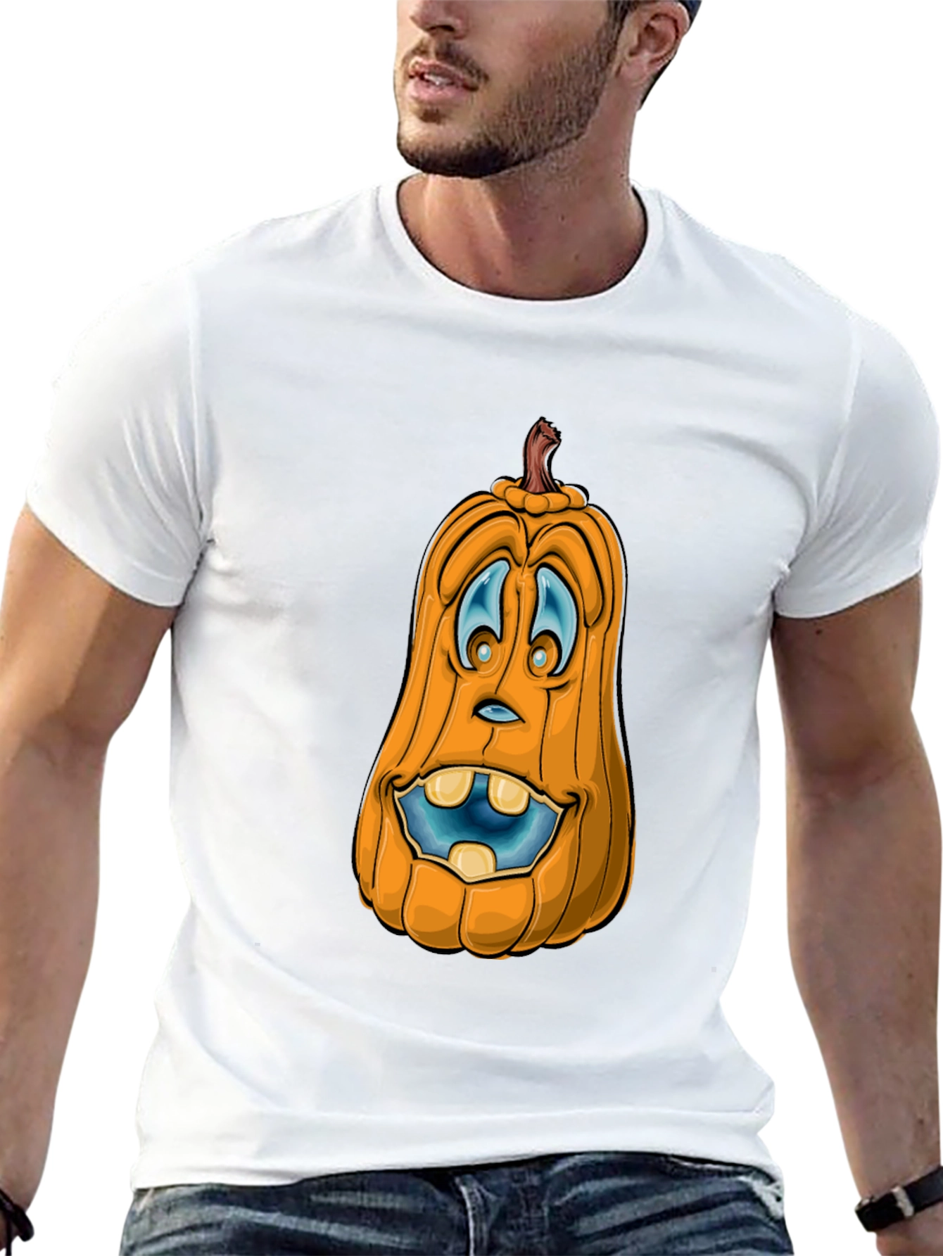 Funny Pumpkin Face Graphic T-Shirt - Halloween Style