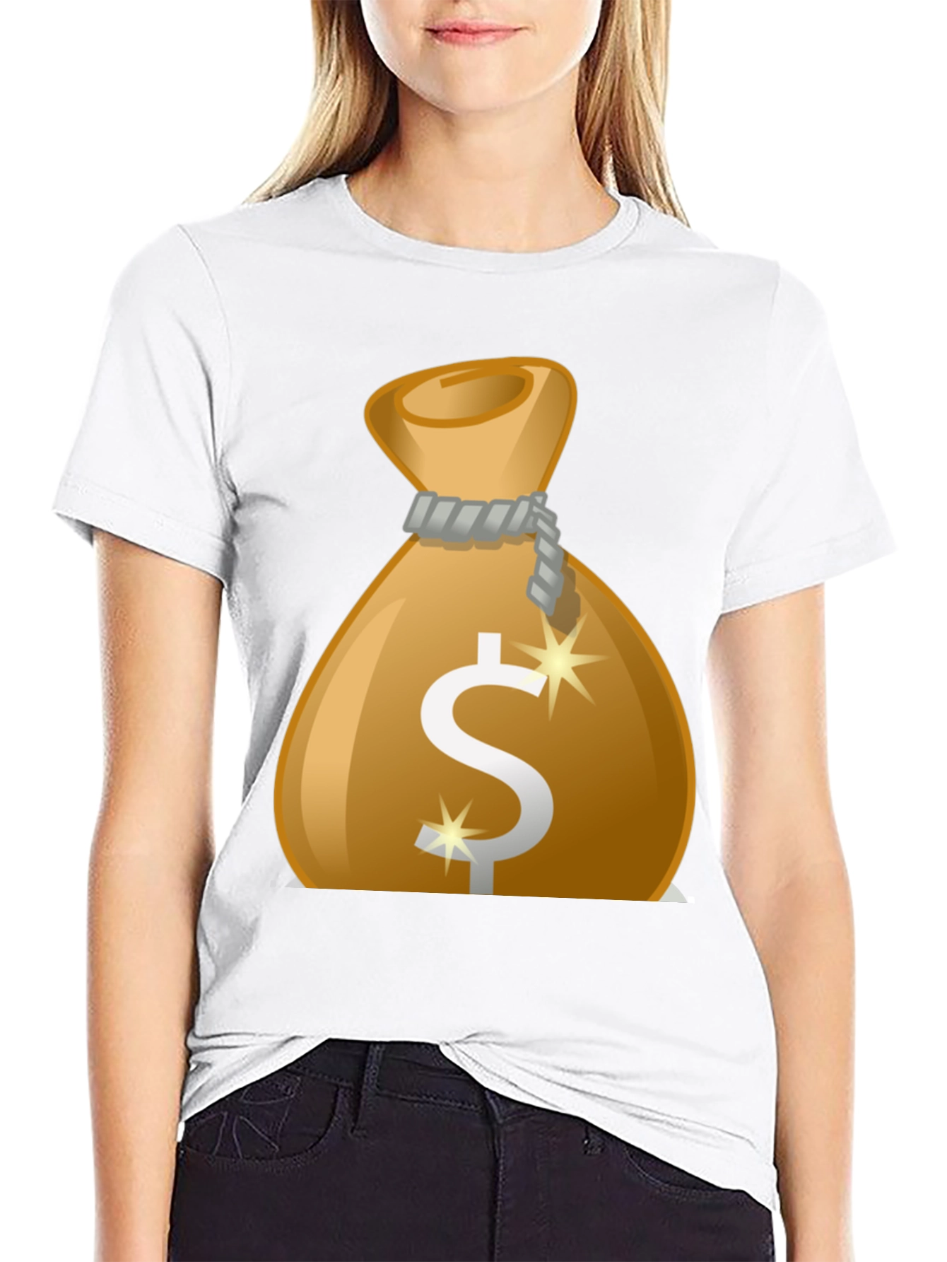 Money Bag Graphic Tee - Classic Black Cotton T-Shirt