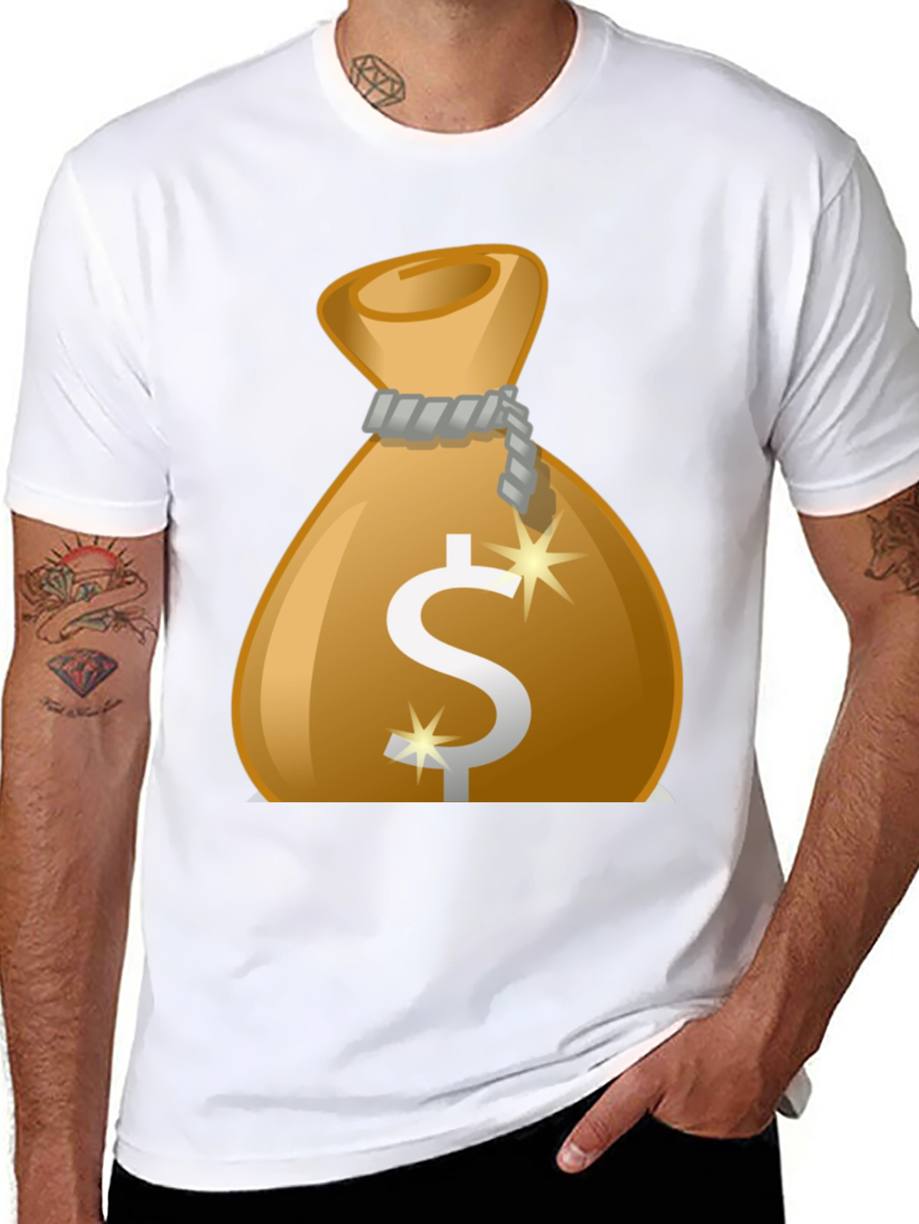 Money Bag Graphic Tee - Classic Black Cotton T-Shirt