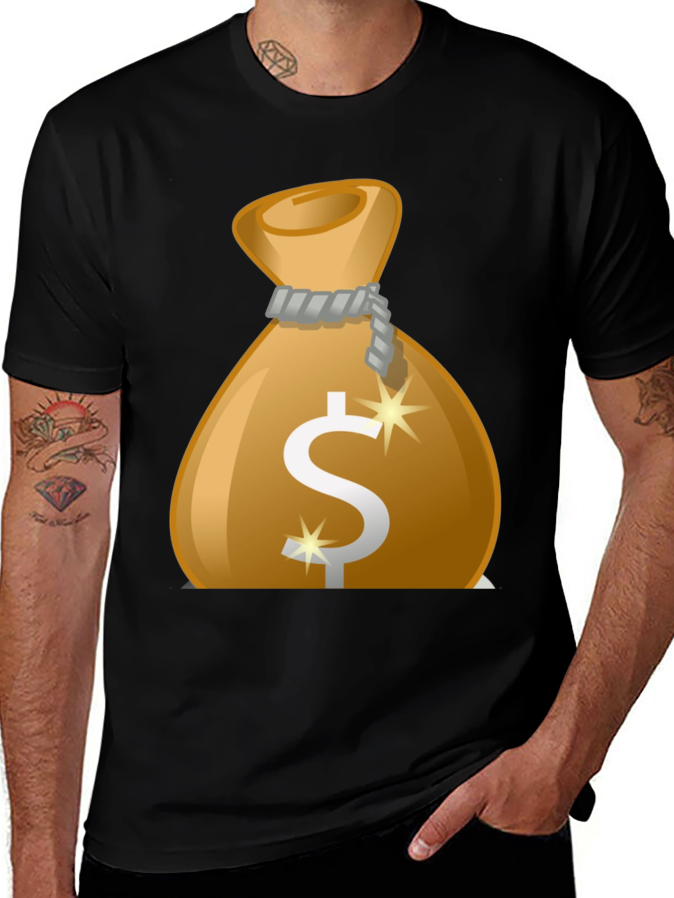 Money Bag Graphic Tee - Classic Black Cotton T-Shirt