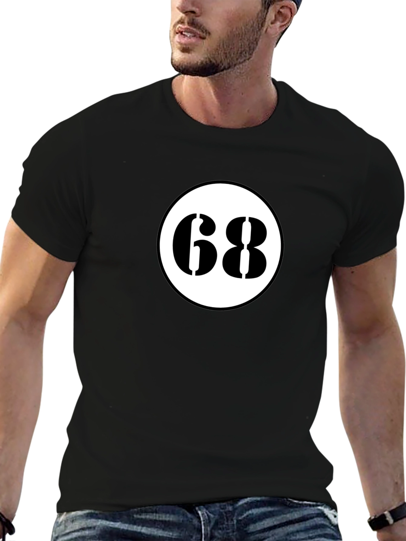 Retro 68 Racer Tee - Black Cotton Blend Shirt