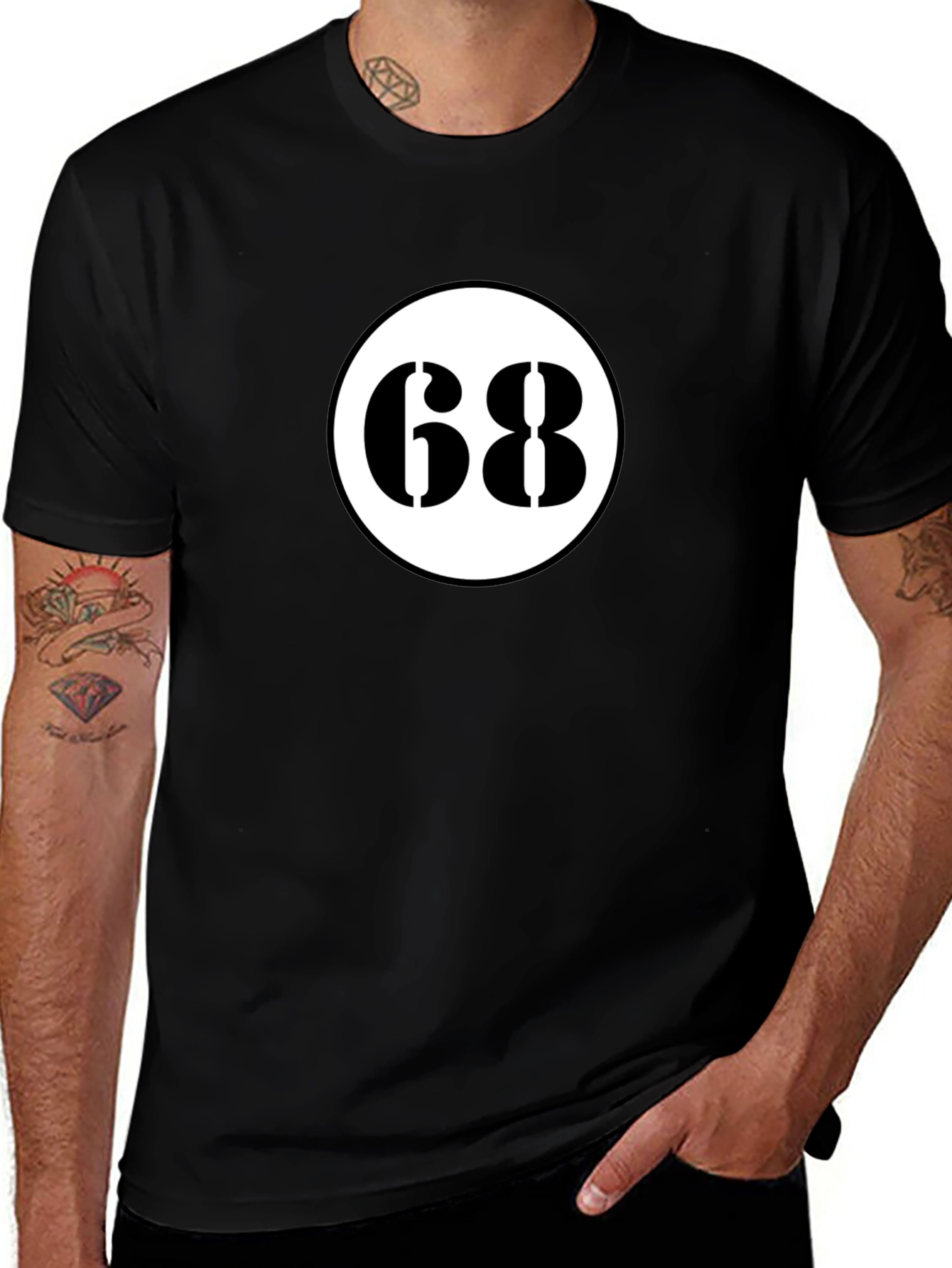 Retro 68 Racer Tee - Black Cotton Blend Shirt