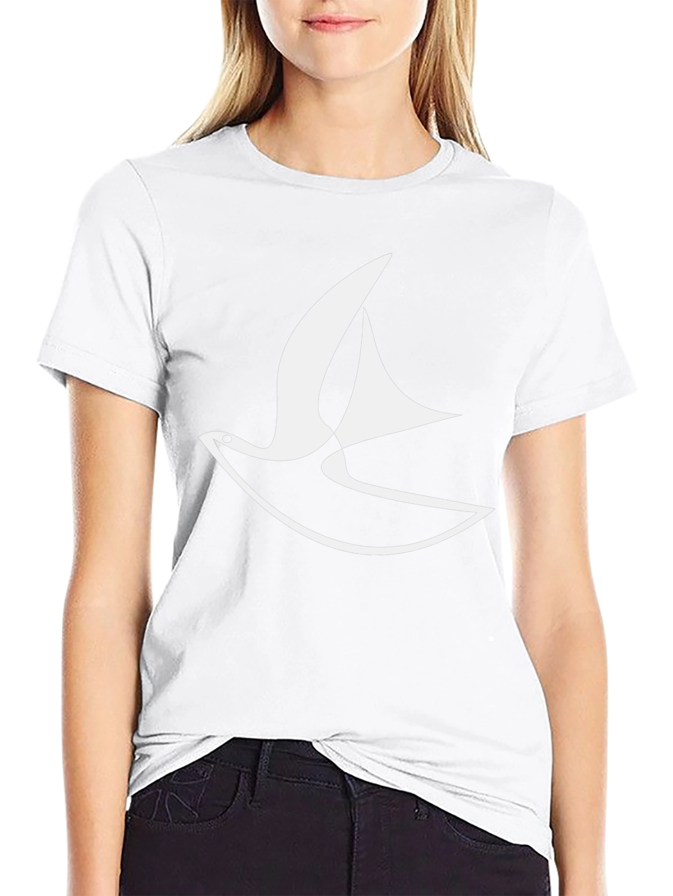 Stylish Black Tee with Abstract Bird Design
