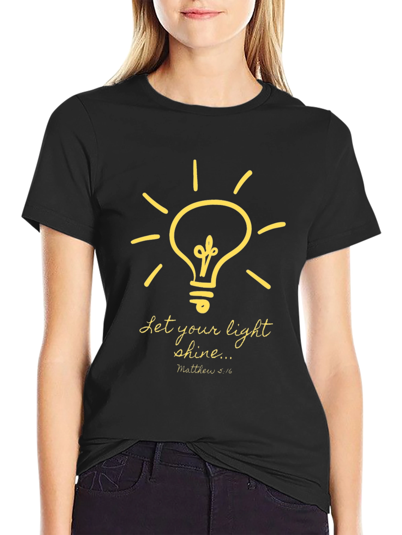 Let Your Light Shine Graphic Tee - Black