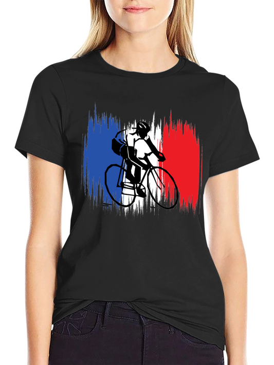 French Flag Cyclist Black T-Shirt