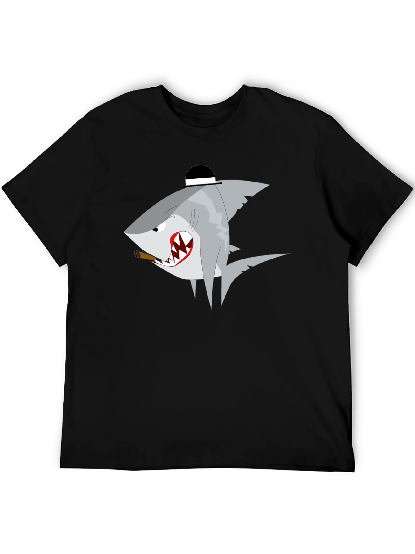 Shark with Hat Graphic T-Shirt - Novelty Tee