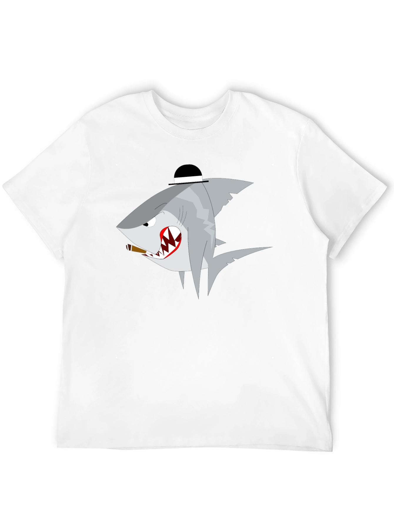 Shark with Hat Graphic T-Shirt - Novelty Tee