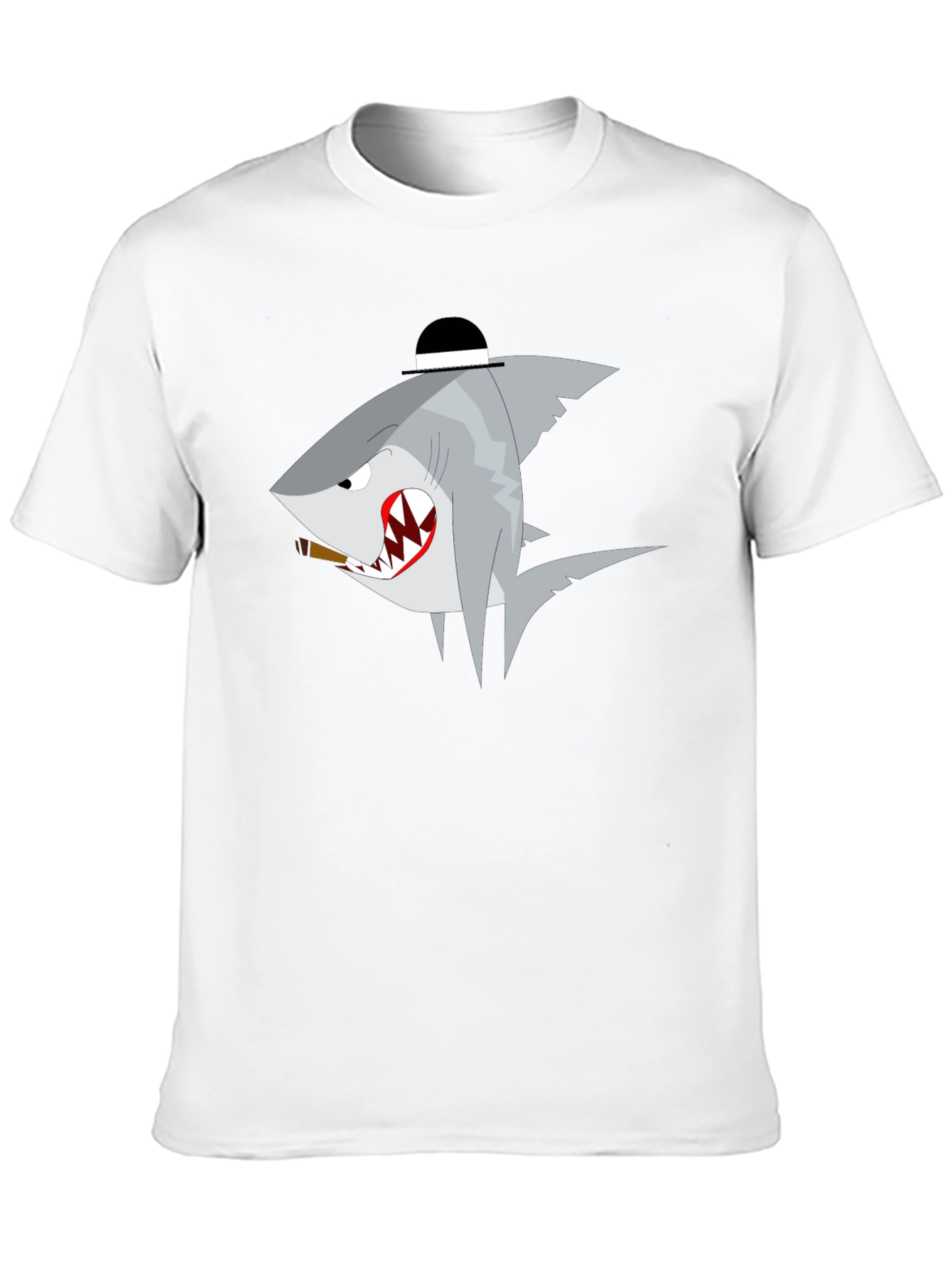 Shark with Hat Graphic T-Shirt - Novelty Tee