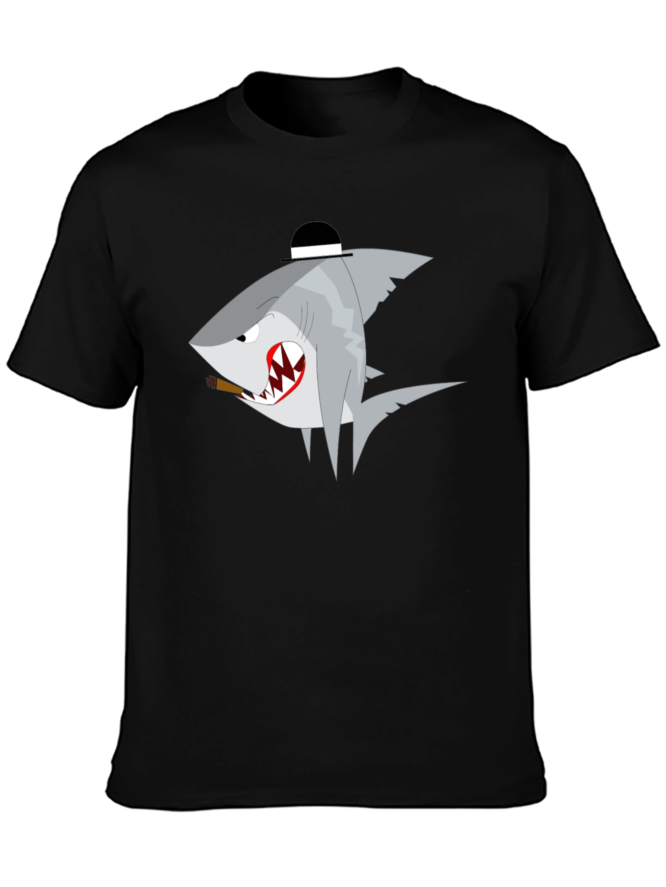 Shark with Hat Graphic T-Shirt - Novelty Tee