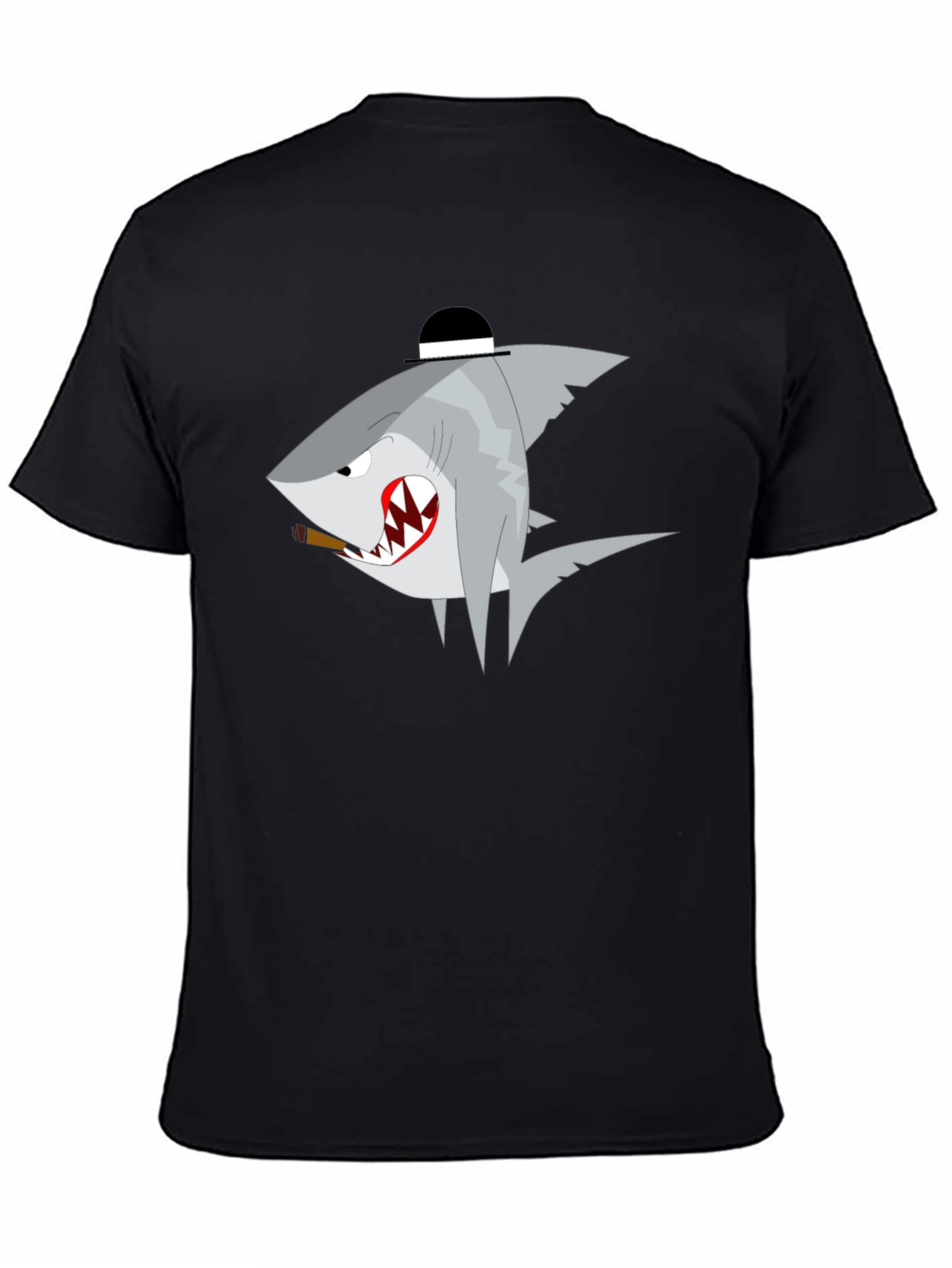 Shark with Hat Graphic T-Shirt - Novelty Tee