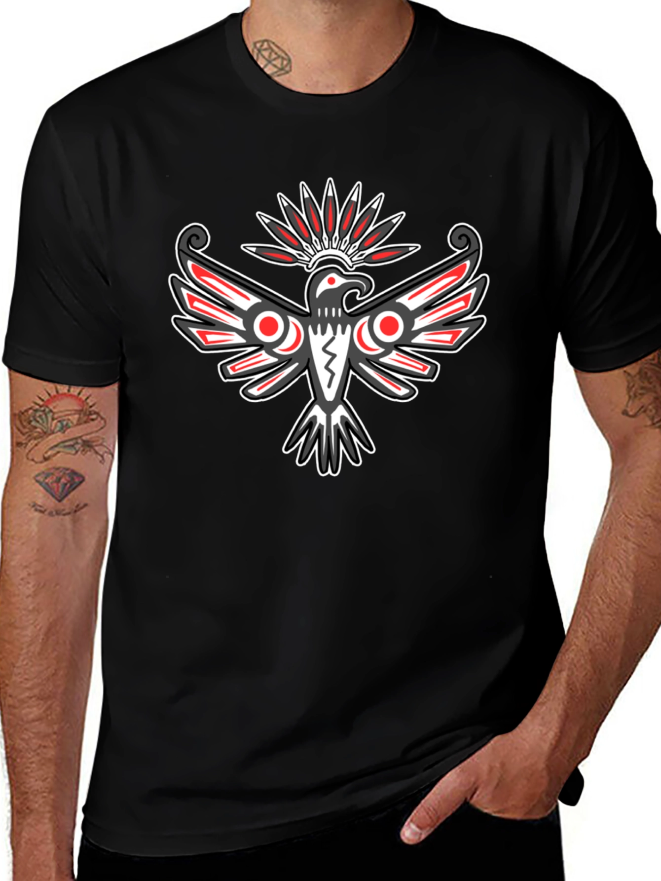 Tribal Eagle Graphic Tee - Bold Black T-Shirt