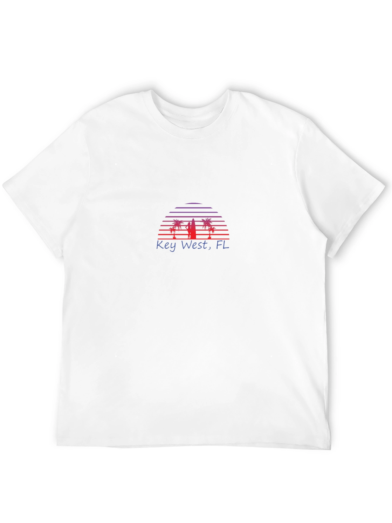 Key West FL T-Shirt Surfboard Palm Sunset