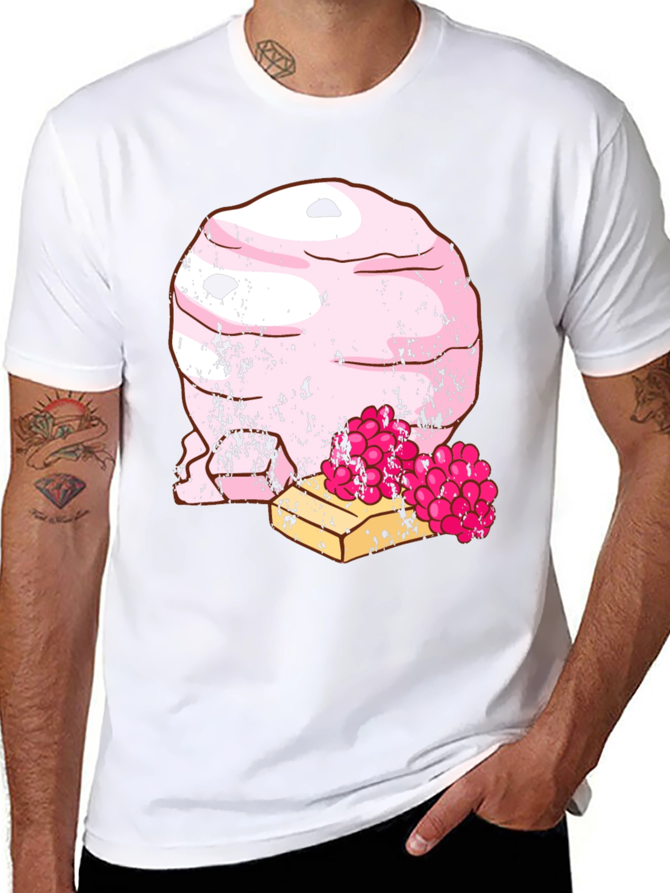 Funny Pink Ice Cream Dessert Graphic T-Shirt