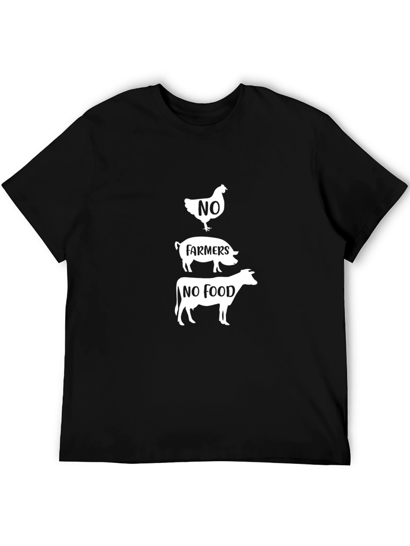 No Farmers No Food T-Shirt - Black Crew Neck