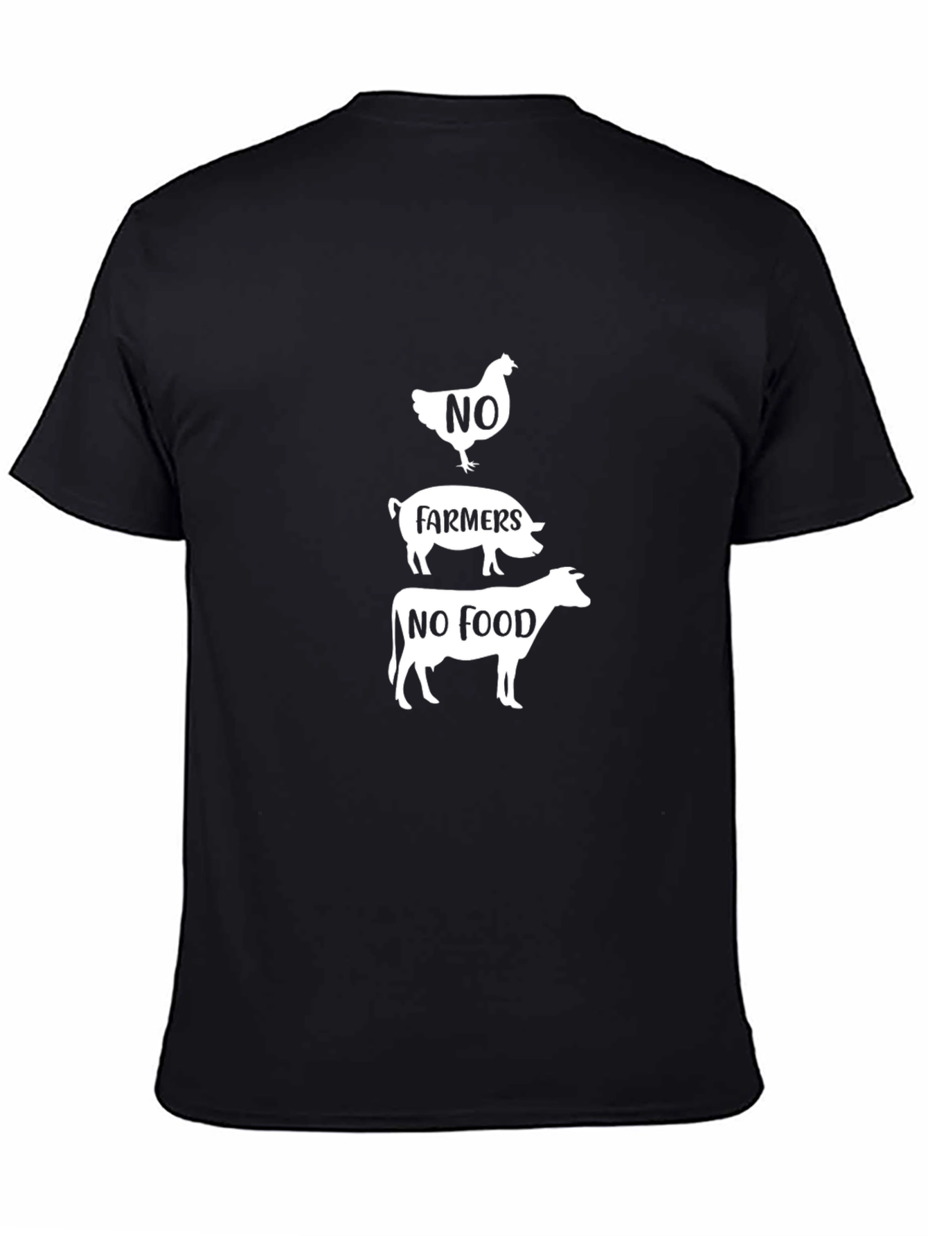 No Farmers No Food T-Shirt - Black Crew Neck