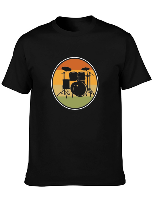 Drum Set T-Shirt: Retro Sunset Music Tee