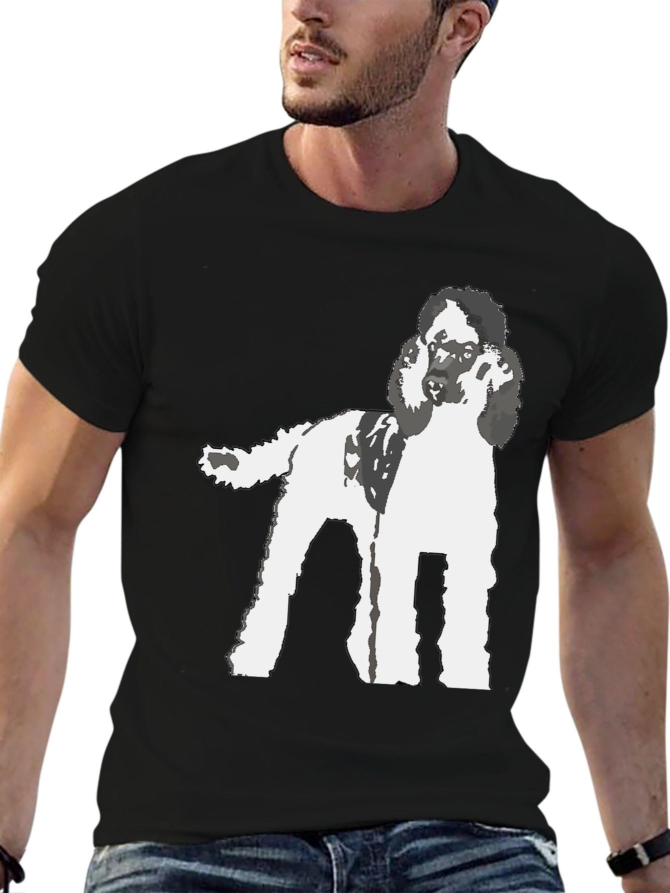 Poodle Graphic T-Shirt - Black Cotton Blend