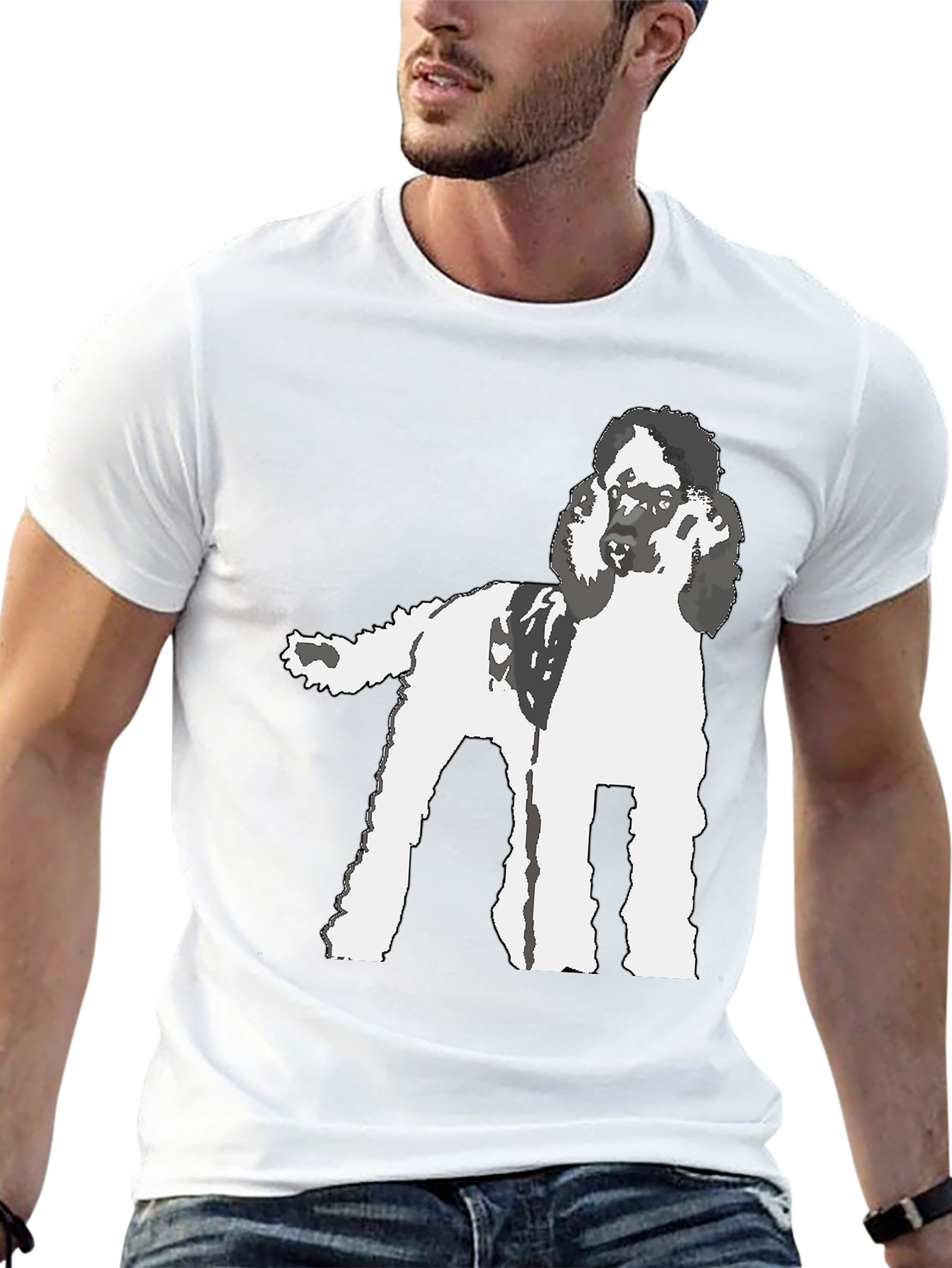Poodle Graphic T-Shirt - Black Cotton Blend