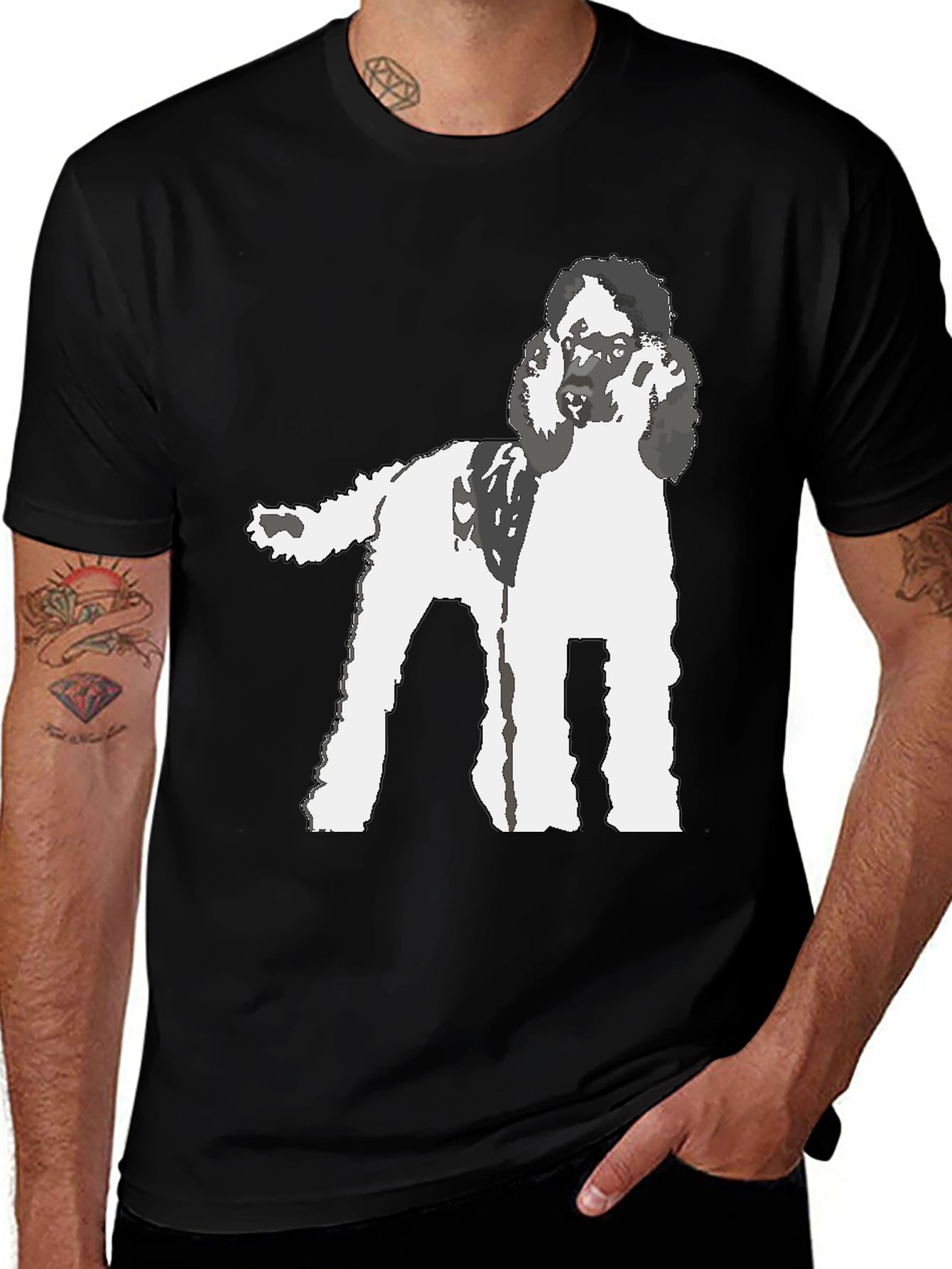 Poodle Graphic T-Shirt - Black Cotton Blend