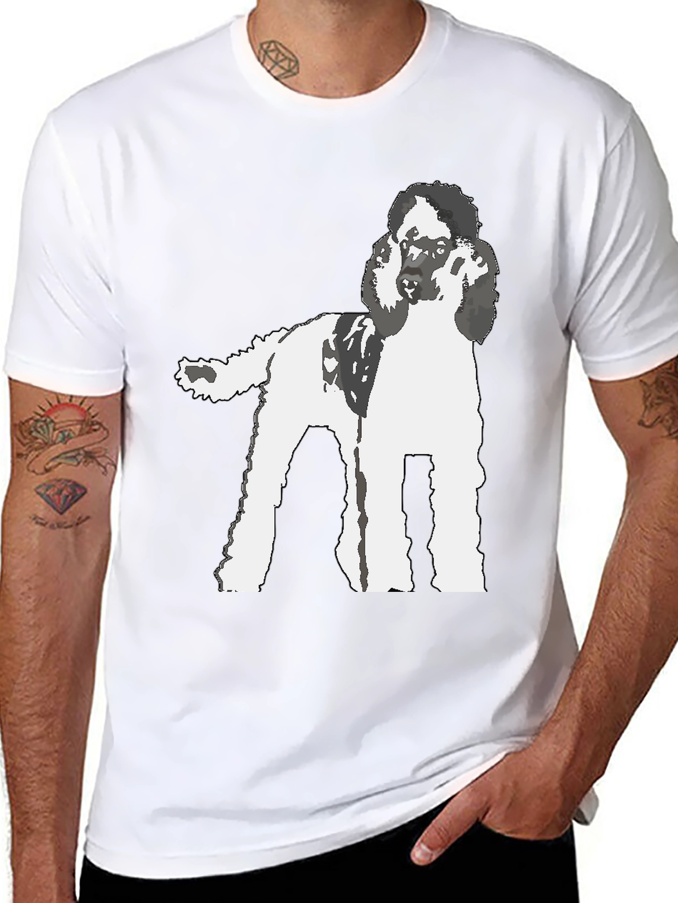 Poodle Graphic T-Shirt - Black Cotton Blend