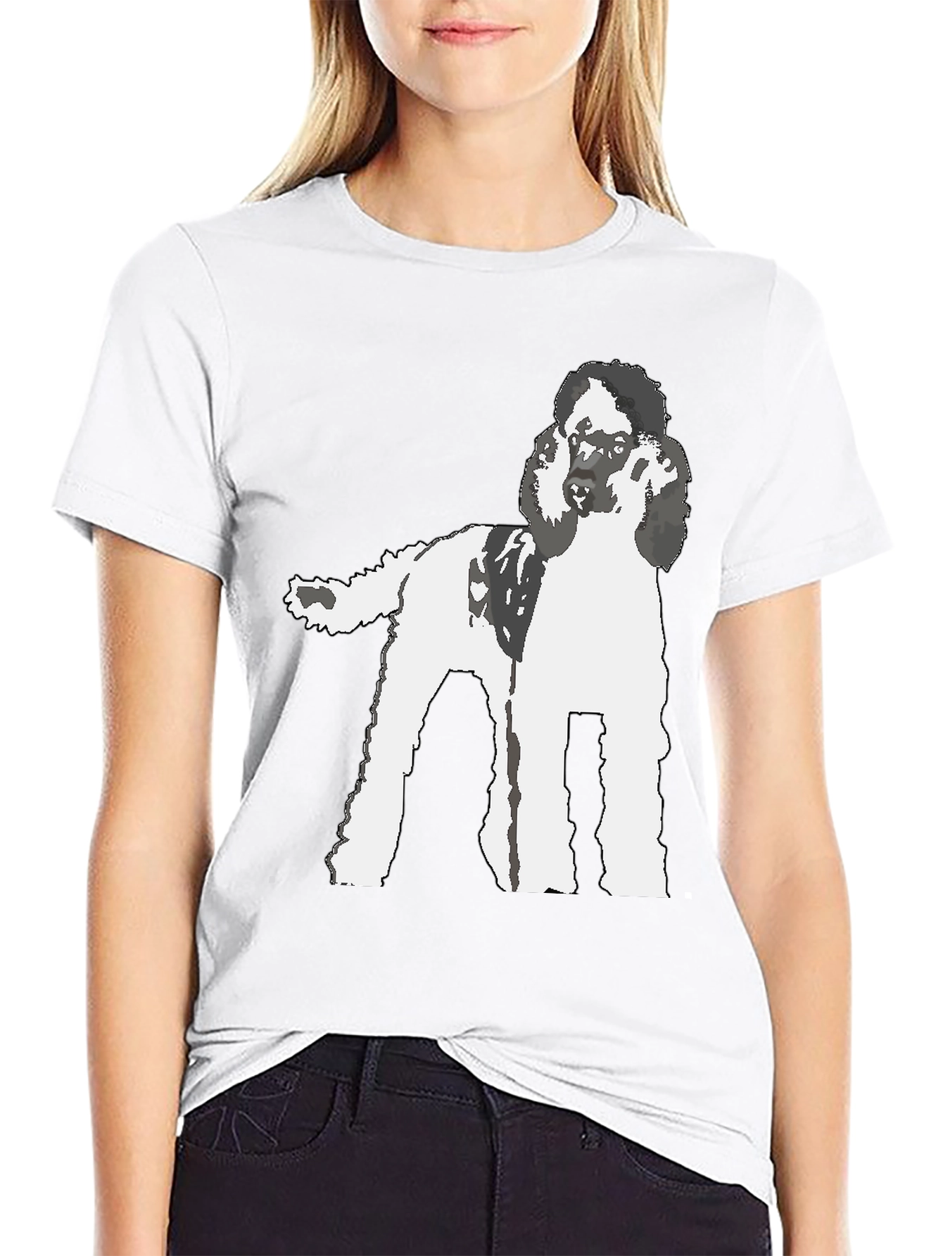 Poodle Graphic T-Shirt - Black Cotton Blend