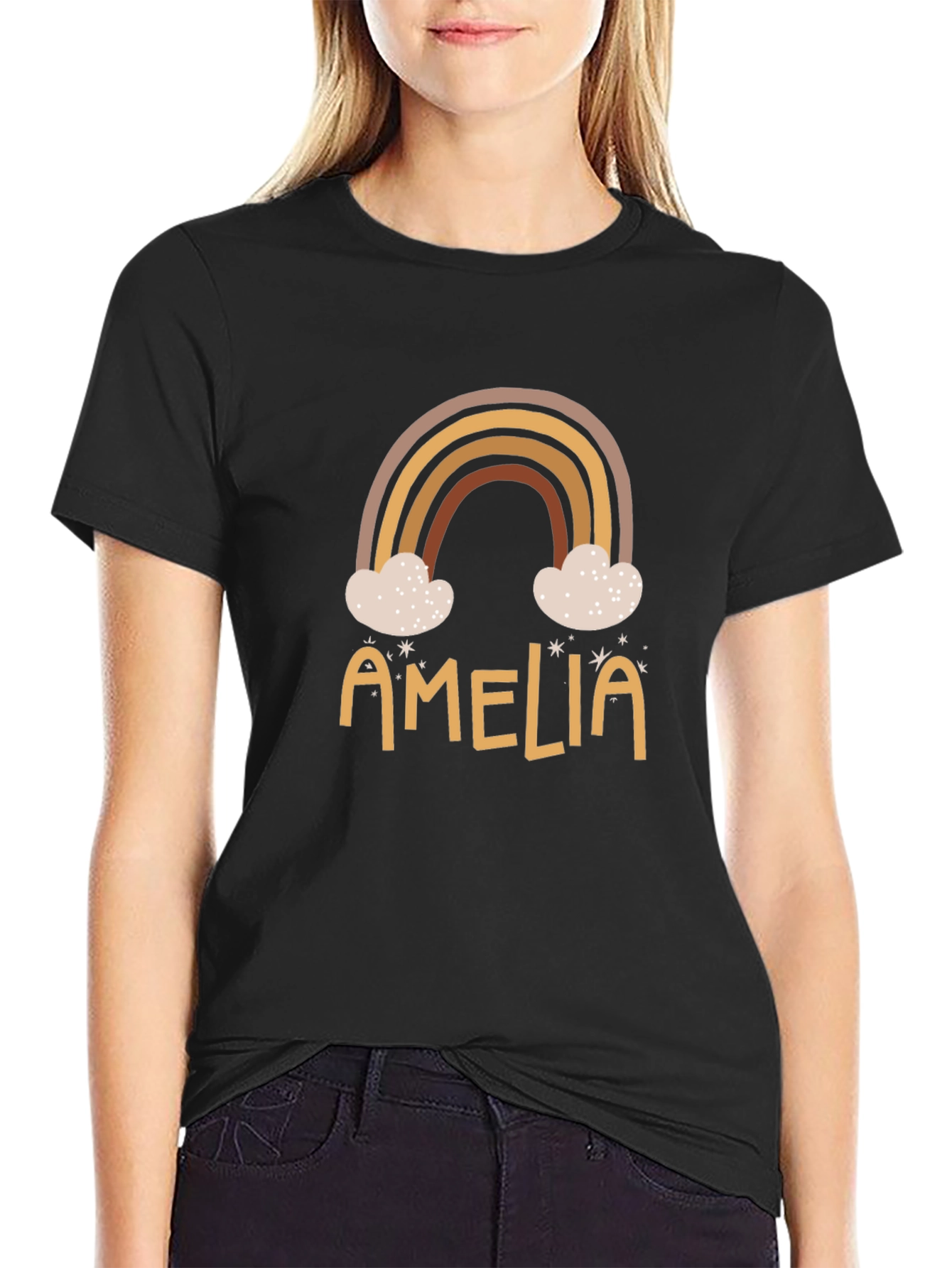 Amelia Rainbow Graphic Tee - Custom Name Shirt