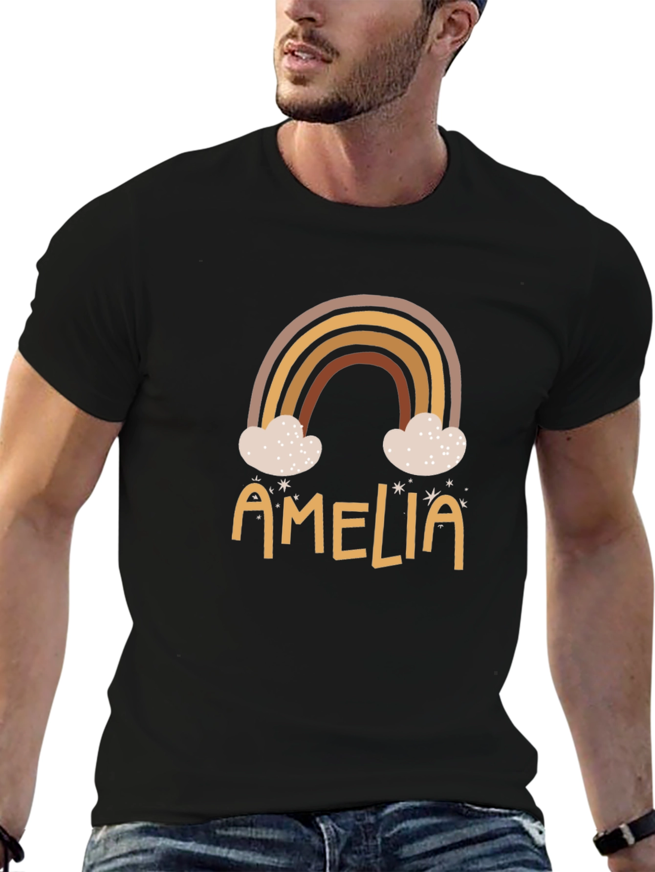 Amelia Rainbow Graphic Tee - Custom Name Shirt