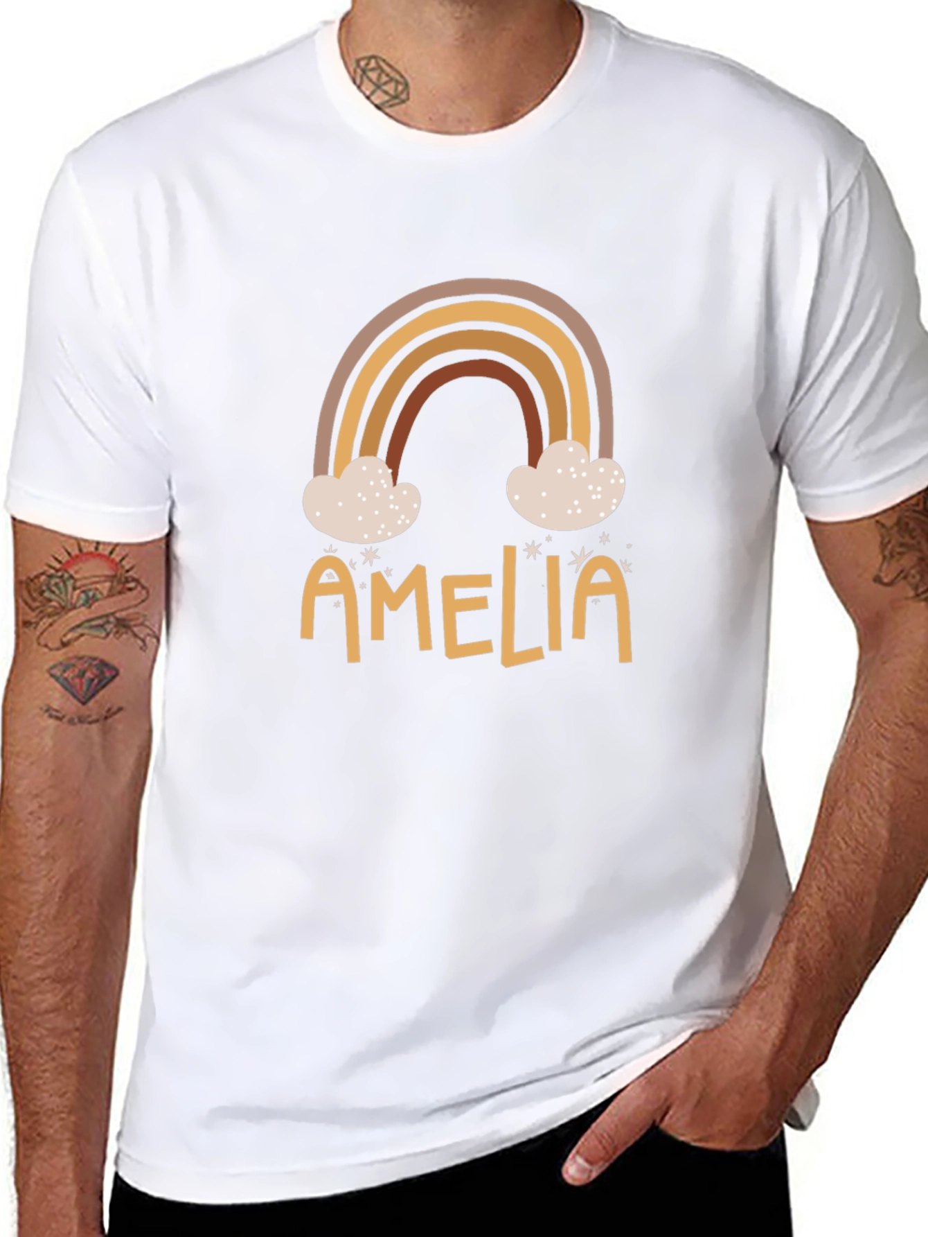 Amelia Rainbow Graphic Tee - Custom Name Shirt