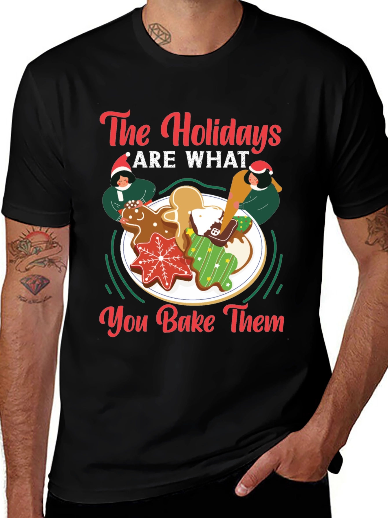 Festive Holiday Baking T-Shirt - Christmas Cookies Design