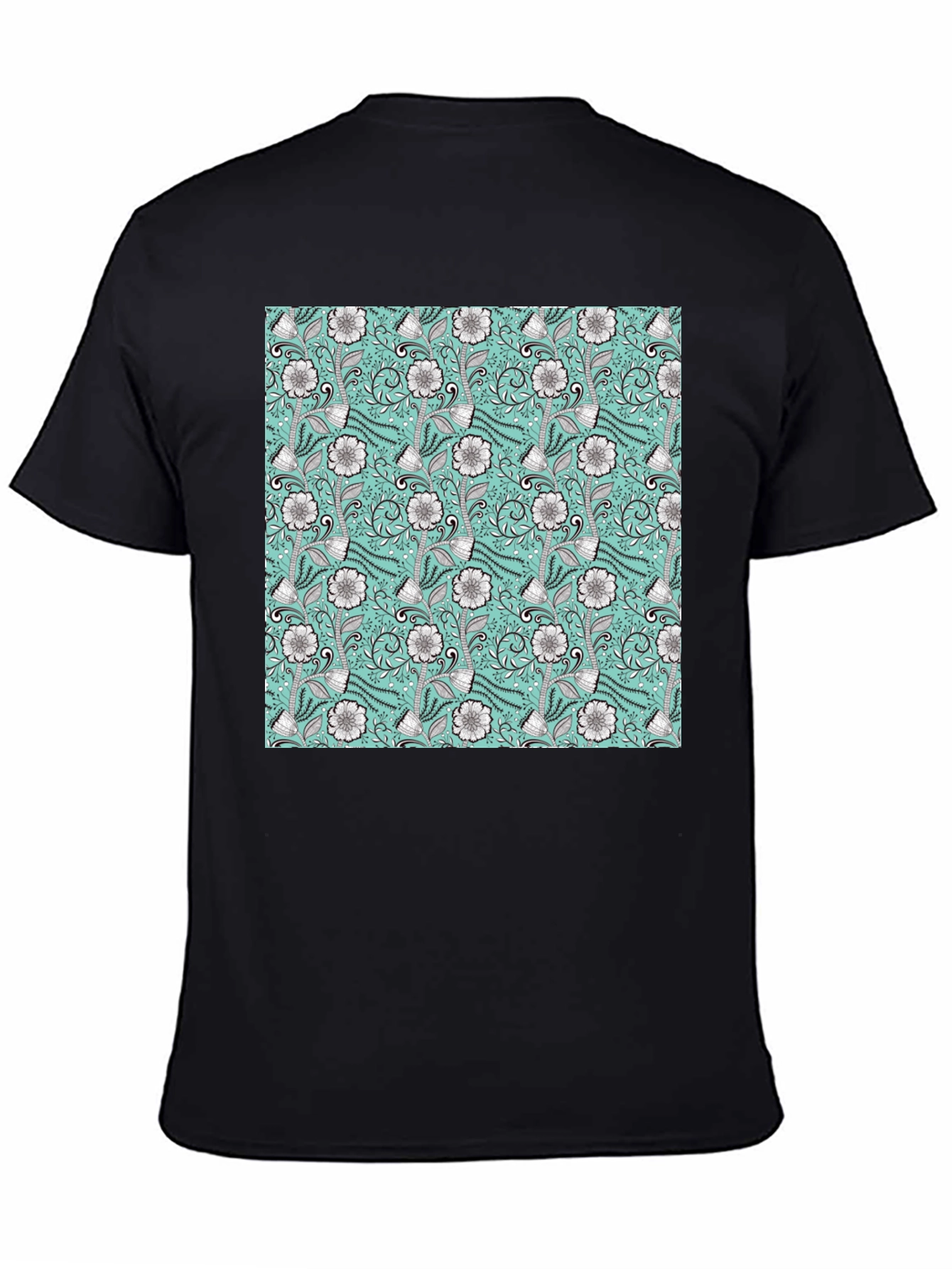 Floral Pattern Black T-Shirt