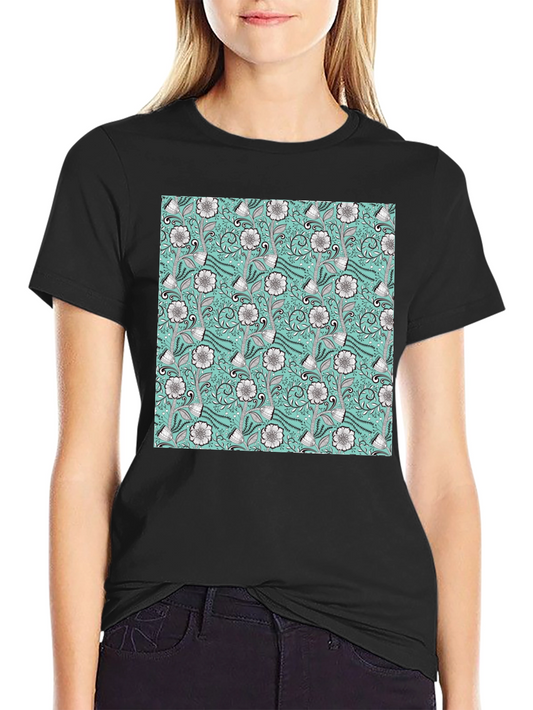 Floral Pattern Black T-Shirt